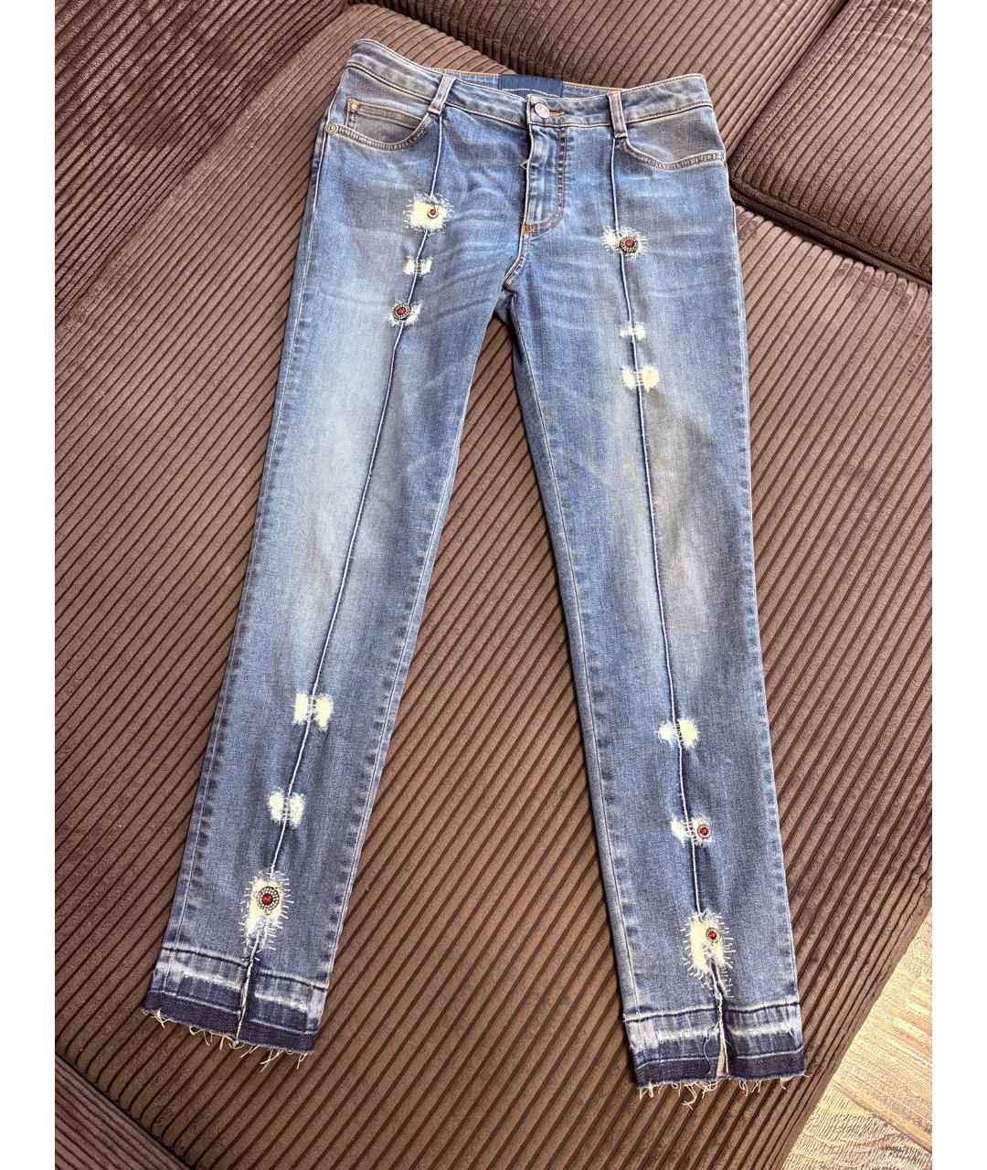 ERMANNO SCERVINO Голубые хлопковые джинсы слим, фото 2