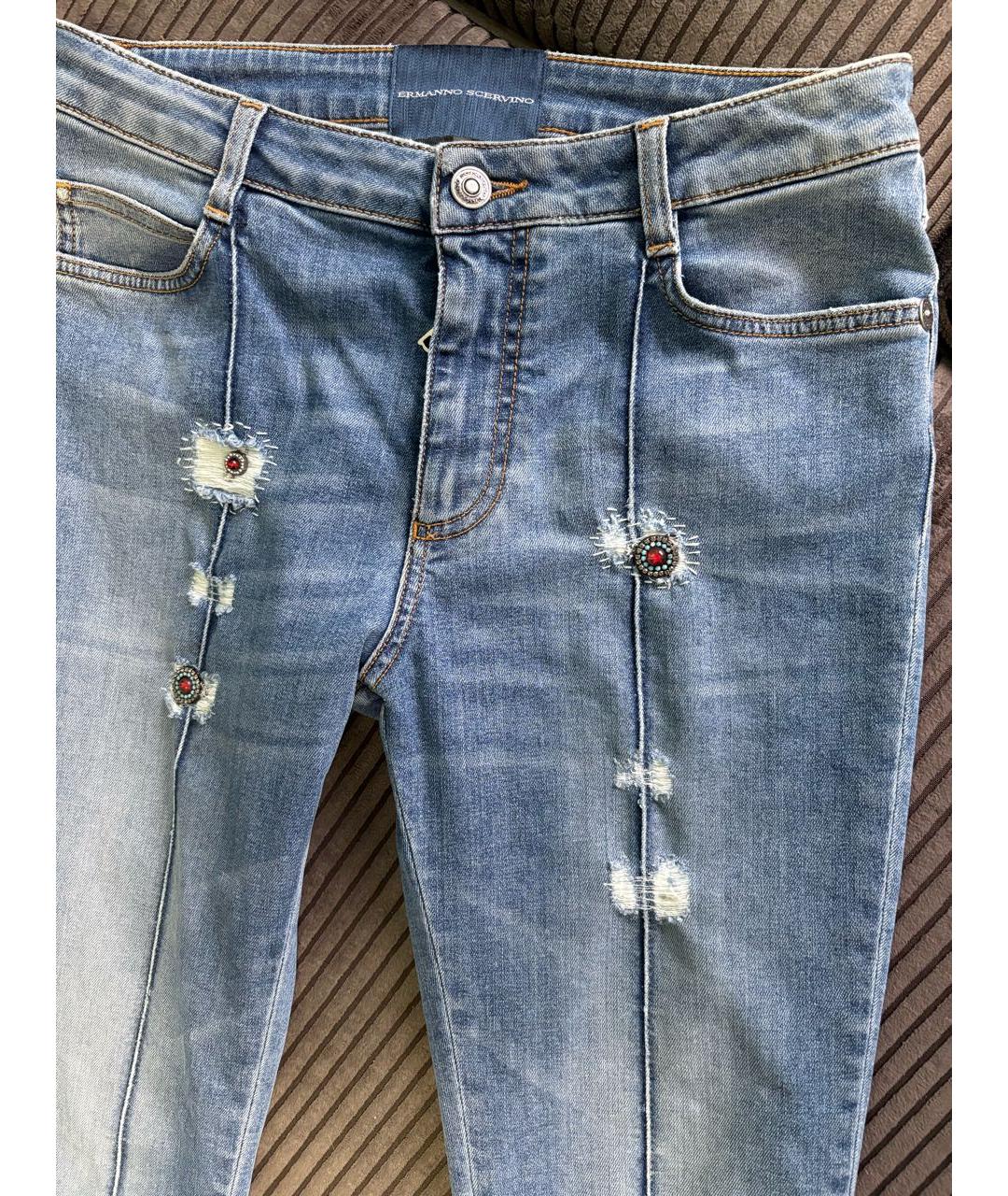 ERMANNO SCERVINO Голубые хлопковые джинсы слим, фото 6