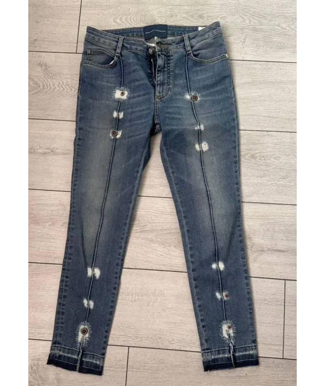 ERMANNO SCERVINO Голубые хлопковые джинсы слим, фото 4