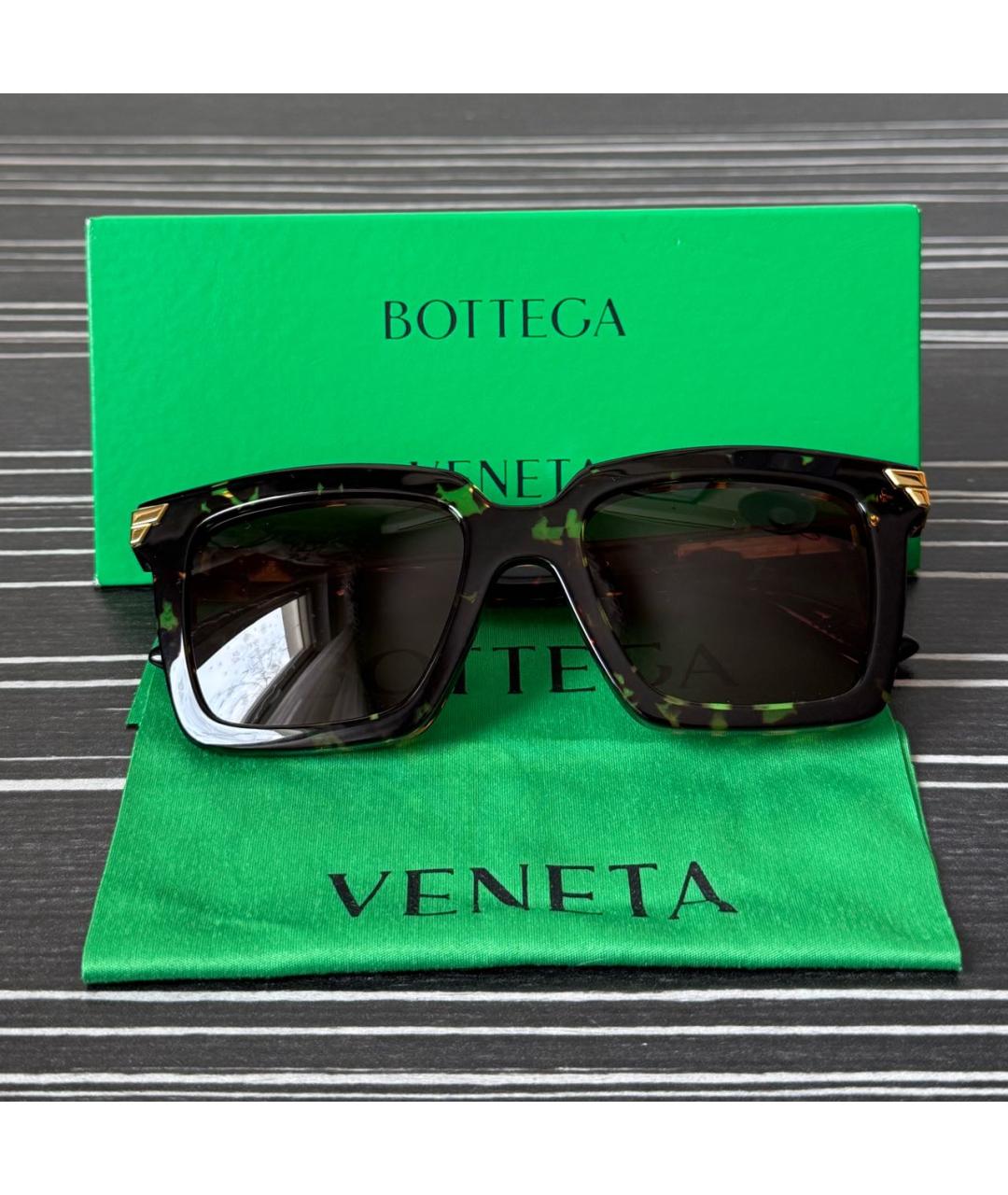 BOTTEGA VENETA Коричневые пластиковые солнцезащитные очки, фото 4