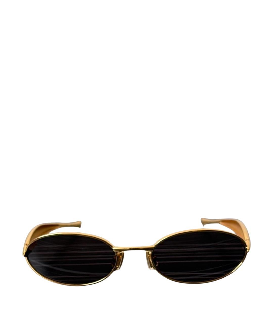 BOTTEGA VENETA Золотые металлические солнцезащитные очки, фото 1