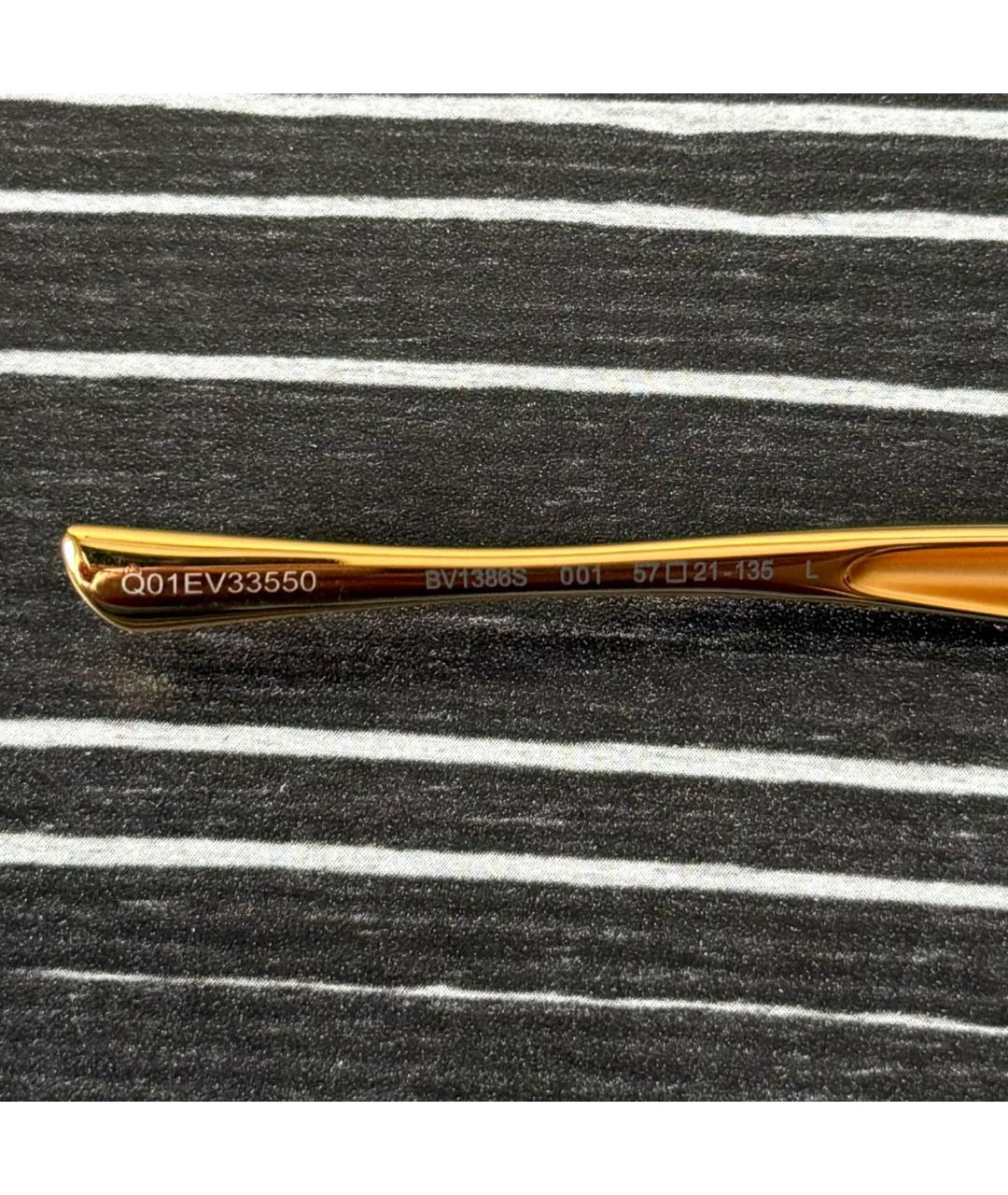 BOTTEGA VENETA Золотые металлические солнцезащитные очки, фото 3