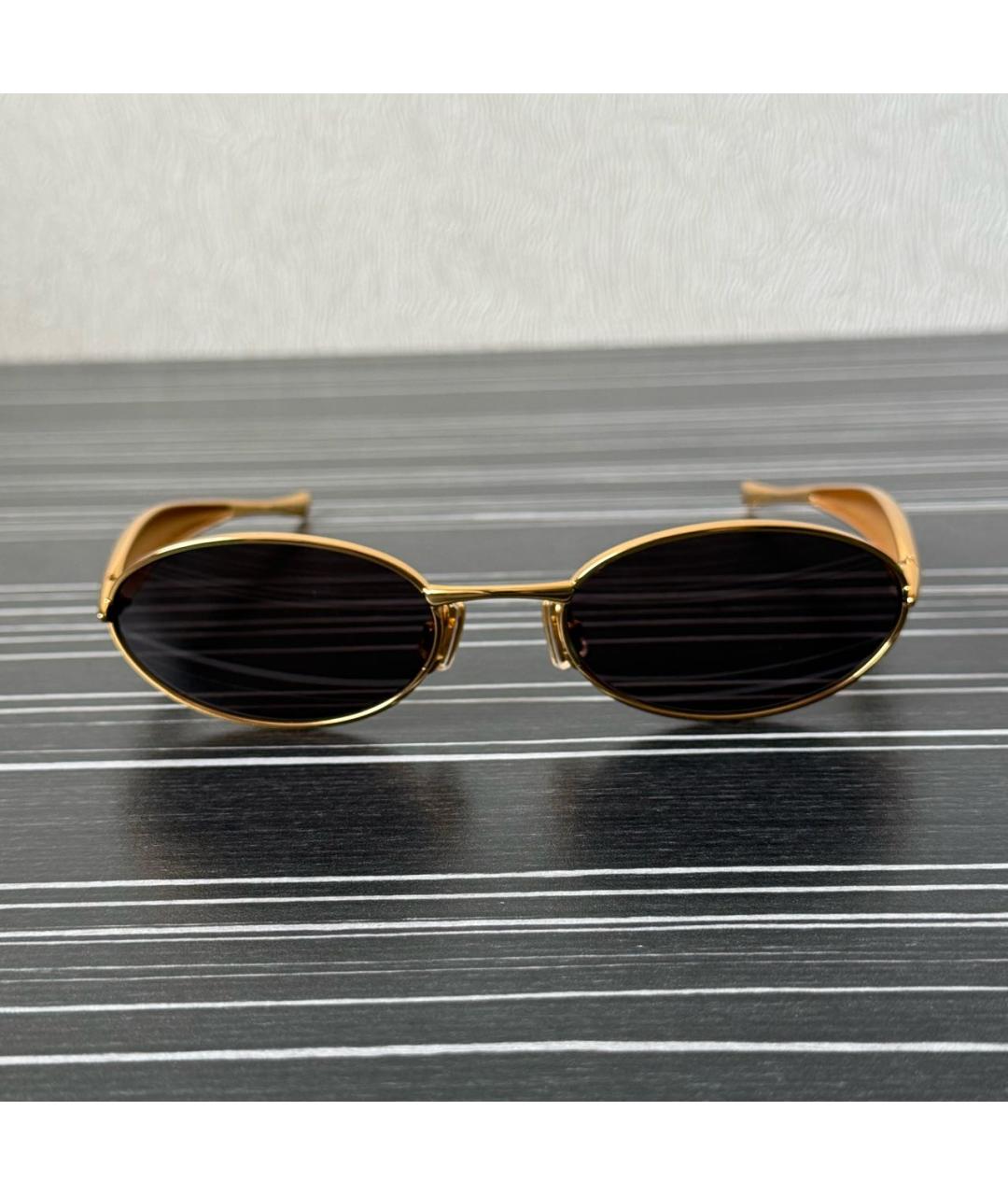 BOTTEGA VENETA Золотые металлические солнцезащитные очки, фото 5