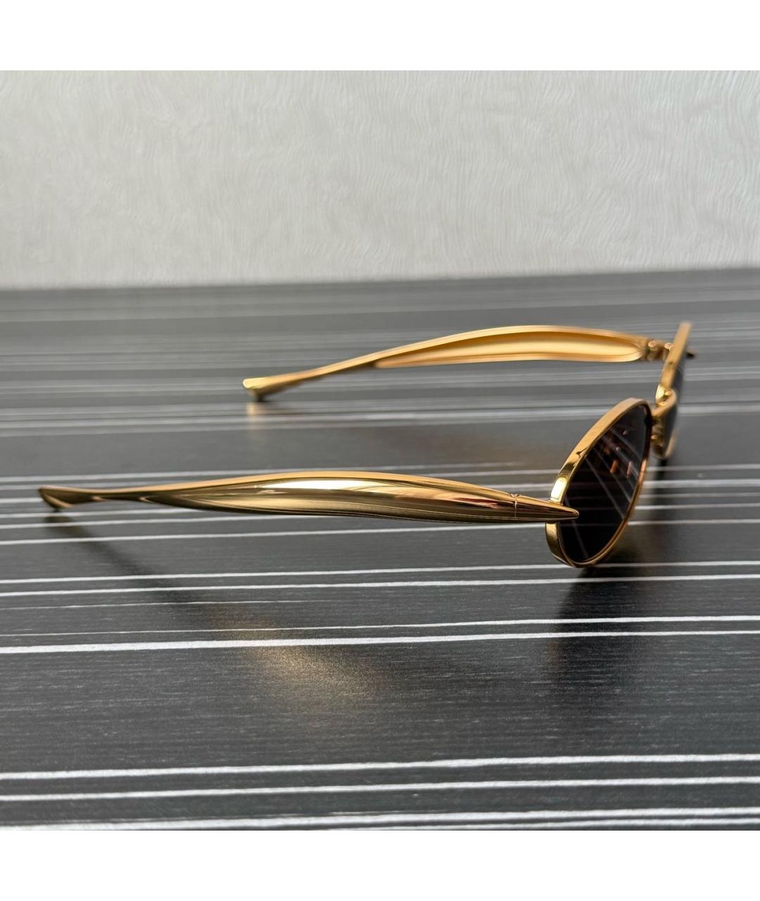 BOTTEGA VENETA Золотые металлические солнцезащитные очки, фото 2
