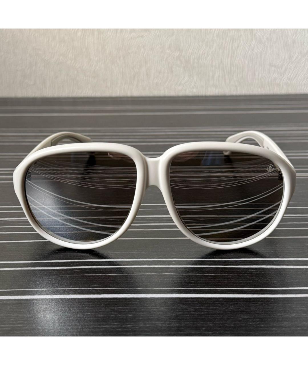 MONCLER Белые пластиковые солнцезащитные очки, фото 5