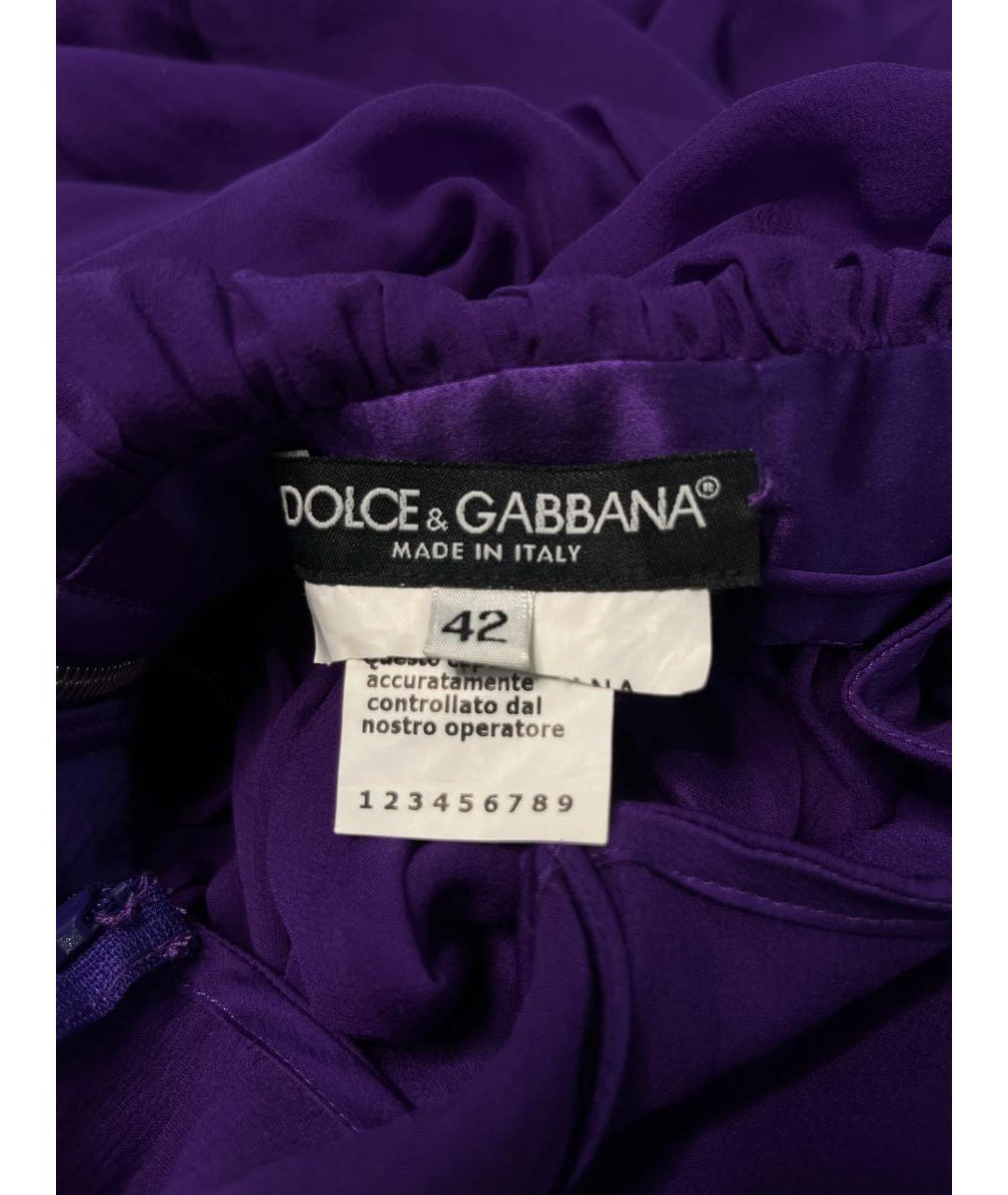 DOLCE&GABBANA Фиолетовое шифоновое коктейльное платье, фото 3