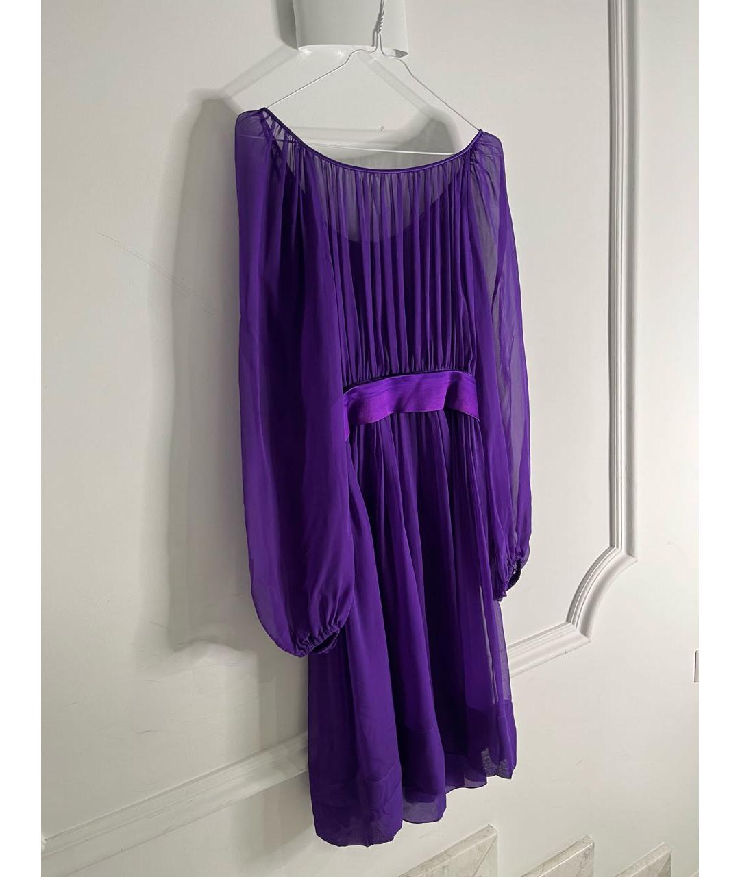DOLCE&GABBANA Фиолетовое шифоновое коктейльное платье, фото 8