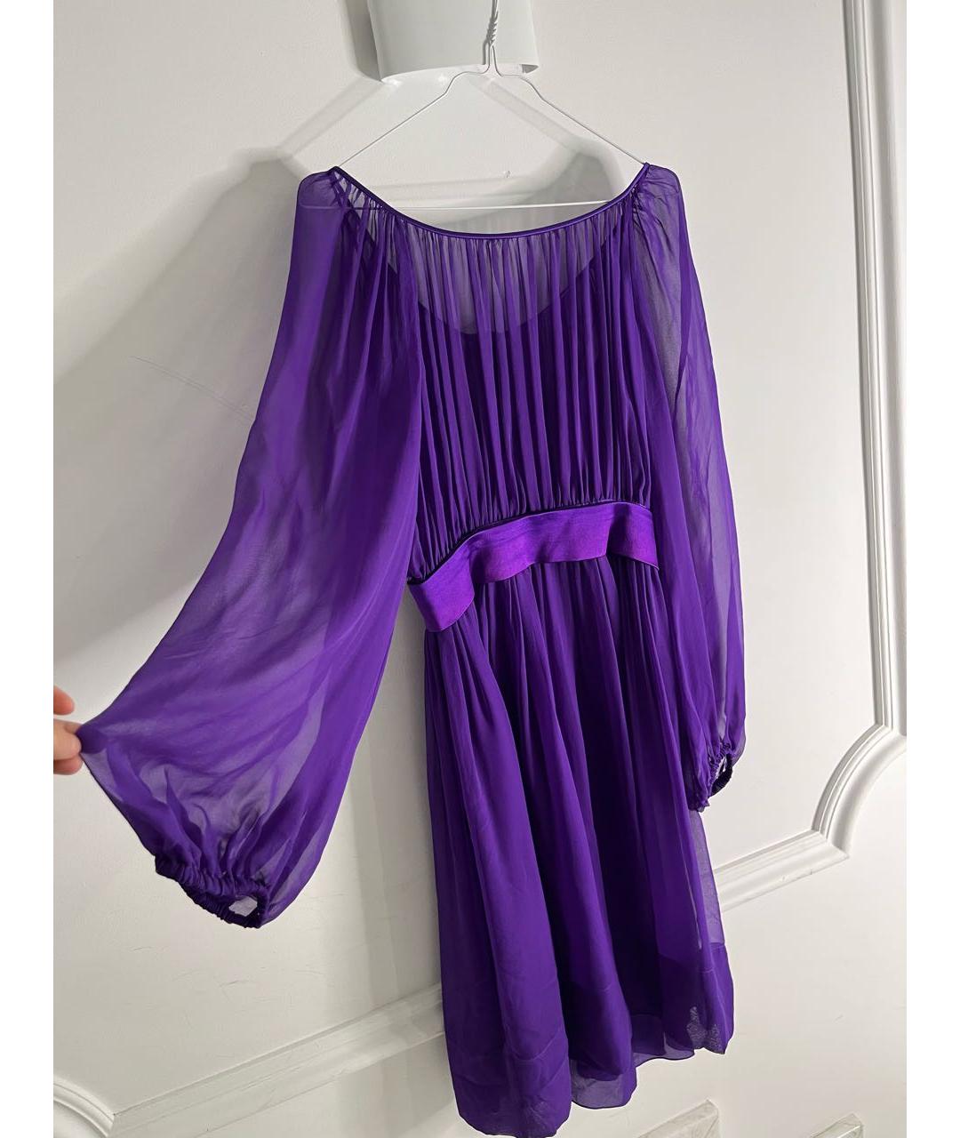 DOLCE&GABBANA Фиолетовое шифоновое коктейльное платье, фото 6