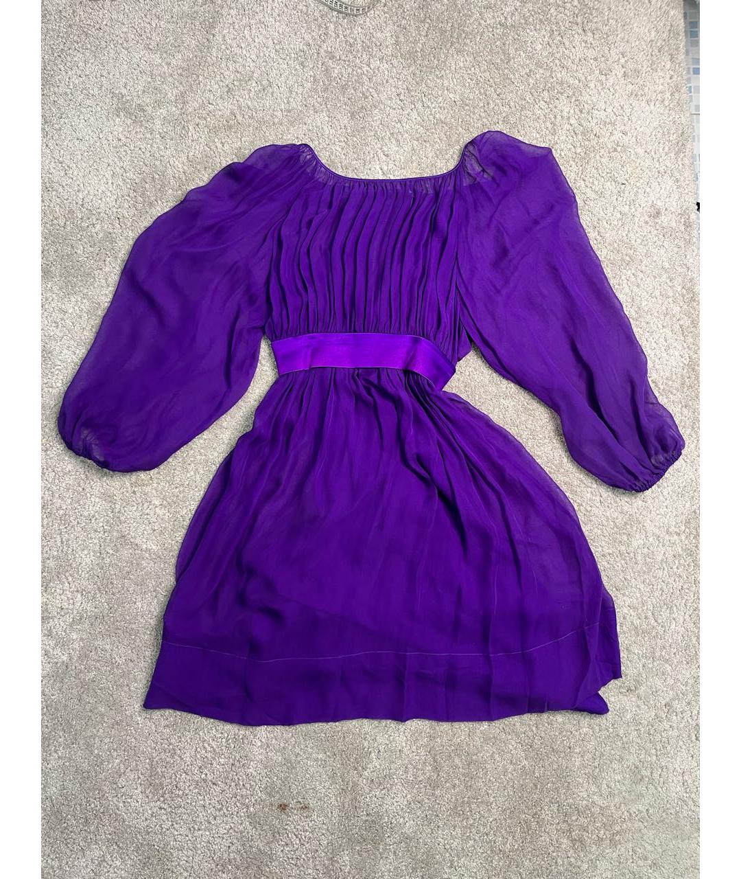 DOLCE&GABBANA Фиолетовое шифоновое коктейльное платье, фото 9