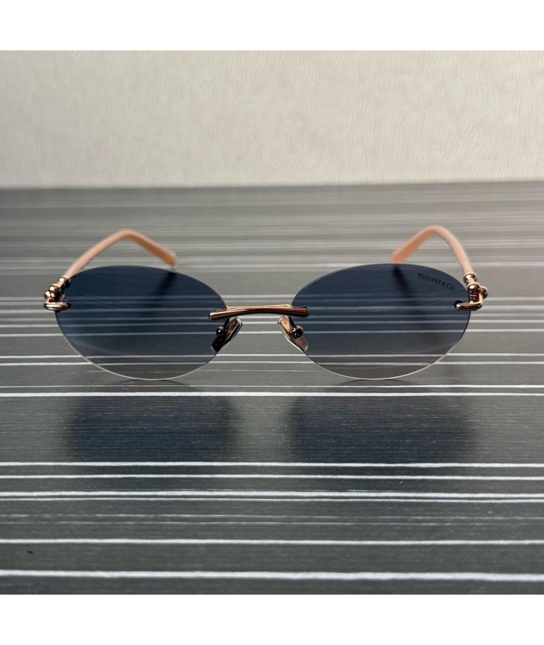 TIFFANY&CO Бежевые металлические солнцезащитные очки, фото 5