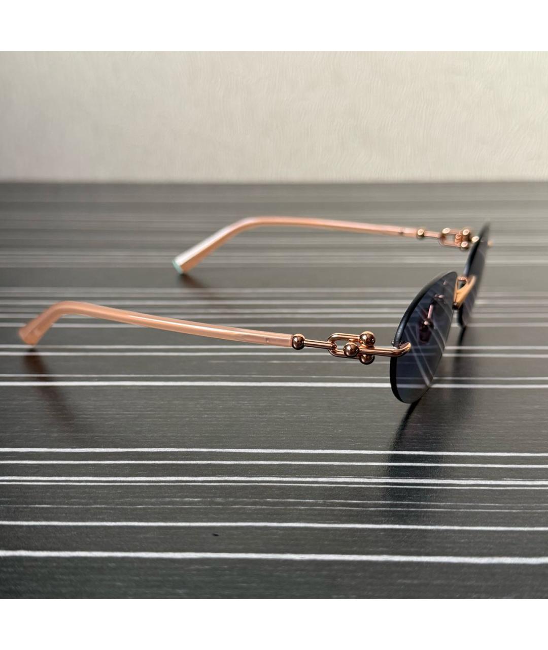 TIFFANY&CO Бежевые металлические солнцезащитные очки, фото 2