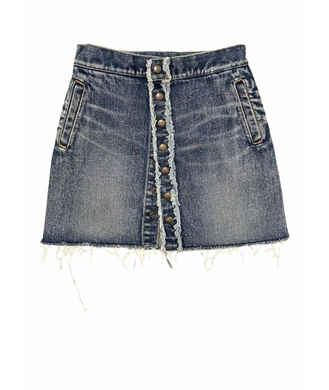 SAINT LAURENT Синяя деним юбка мини, фото 1