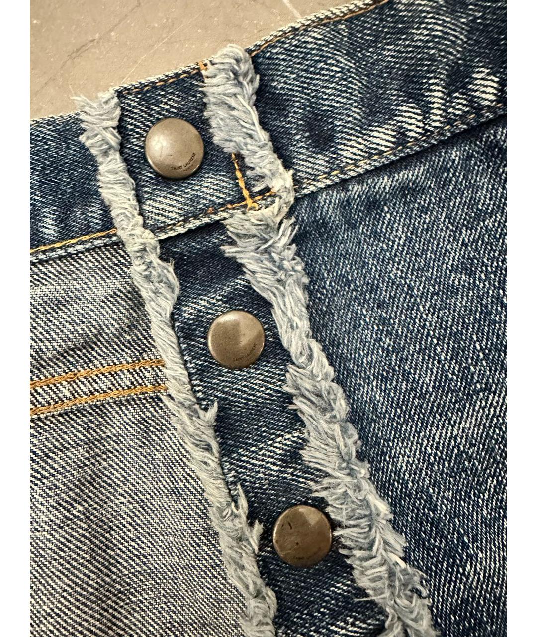 SAINT LAURENT Синяя деним юбка мини, фото 4