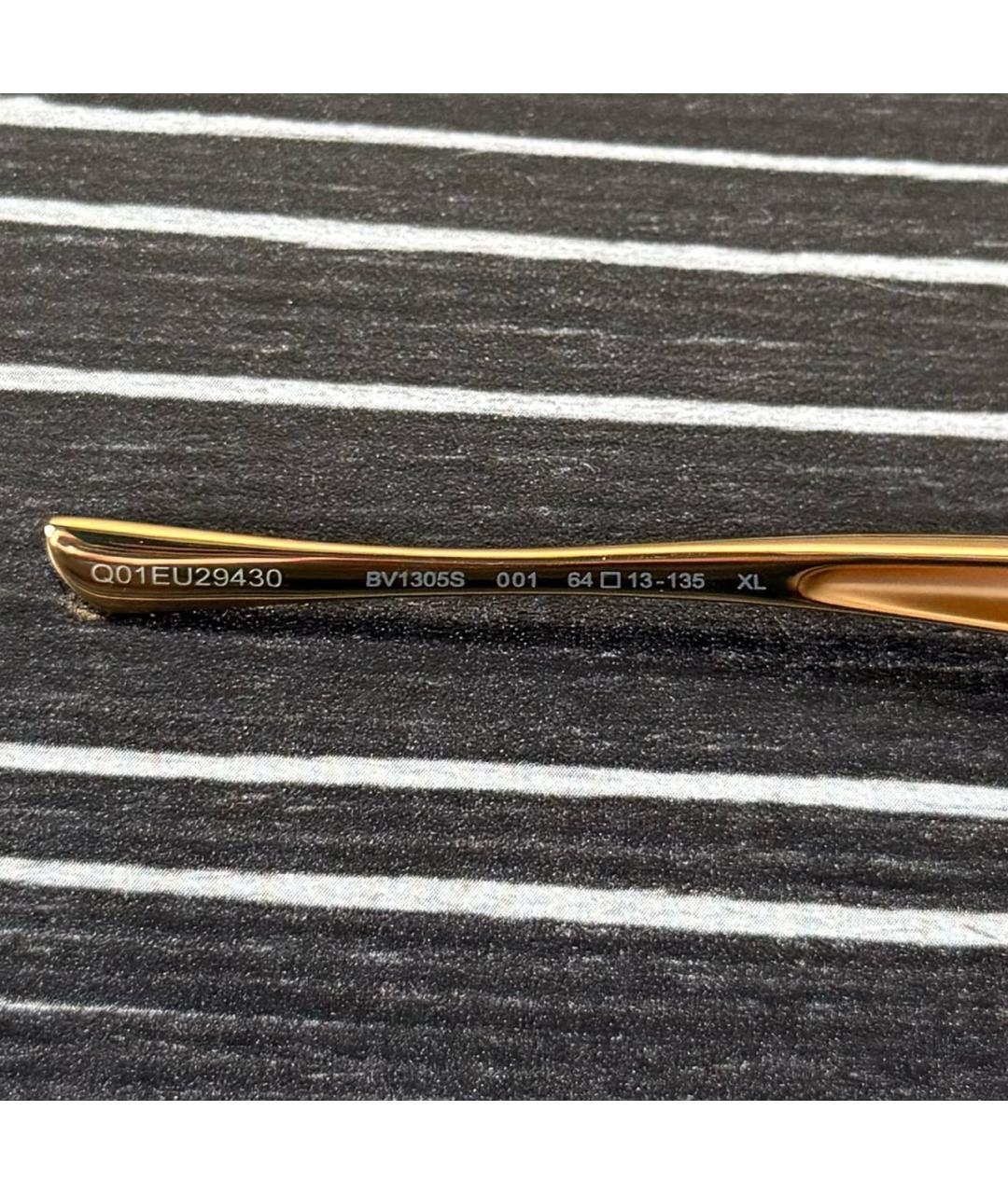 BOTTEGA VENETA Золотые металлические солнцезащитные очки, фото 3