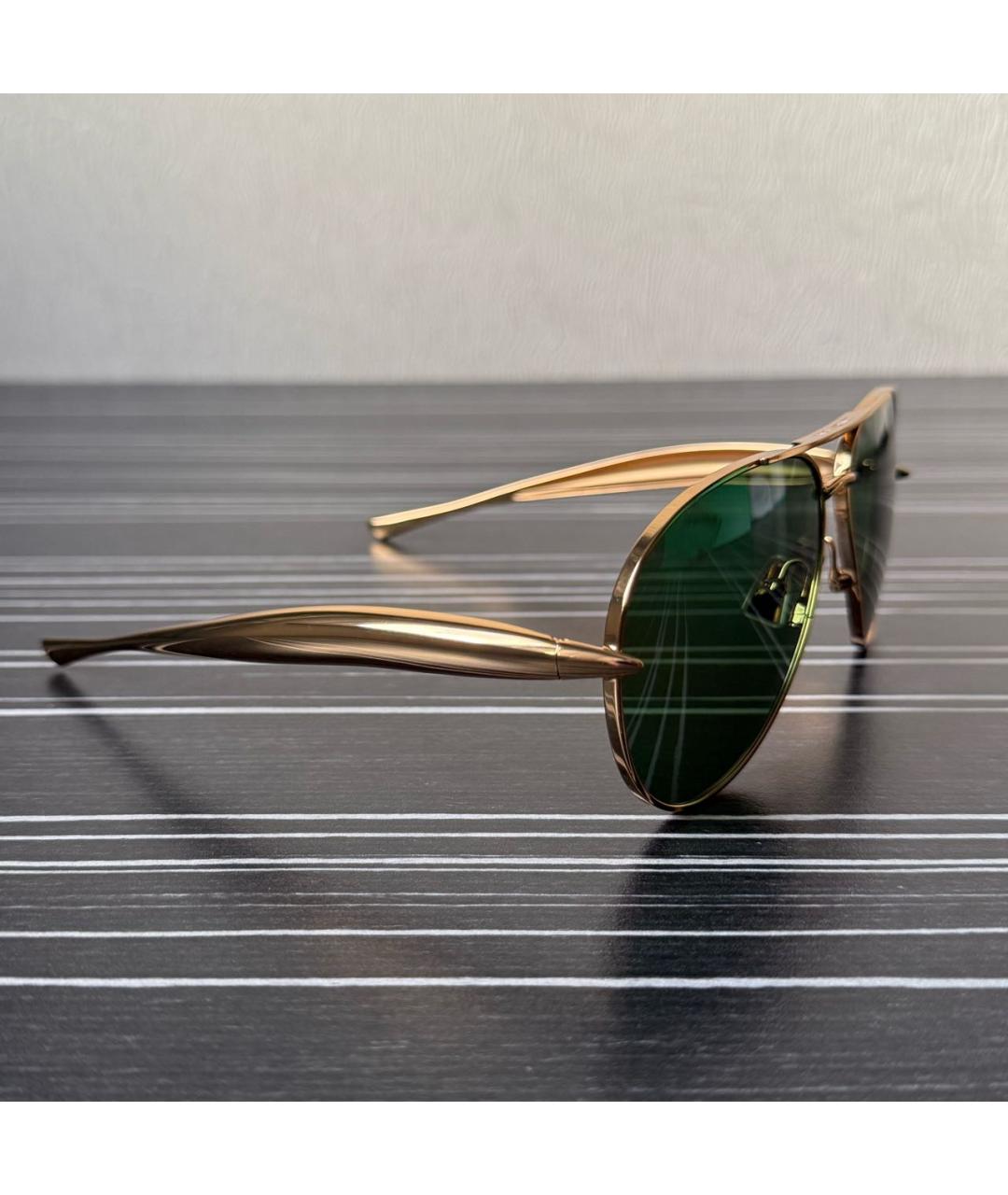 BOTTEGA VENETA Золотые металлические солнцезащитные очки, фото 2