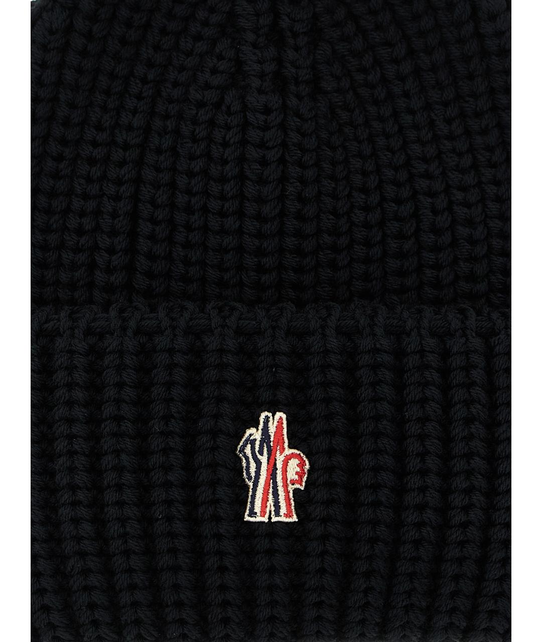 MONCLER GRENOBLE Черная шерстяная шапка, фото 3