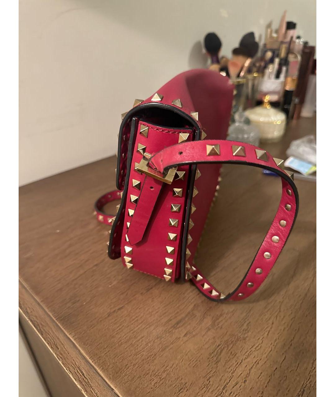 VALENTINO Бордовая кожаная сумка через плечо, фото 4