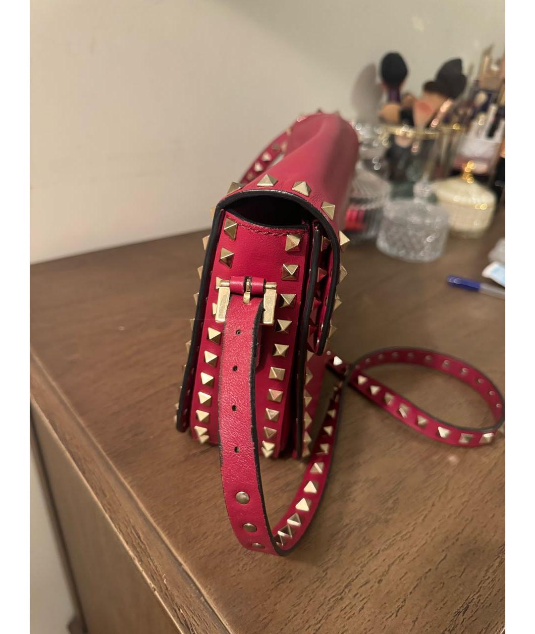 VALENTINO Бордовая кожаная сумка через плечо, фото 3