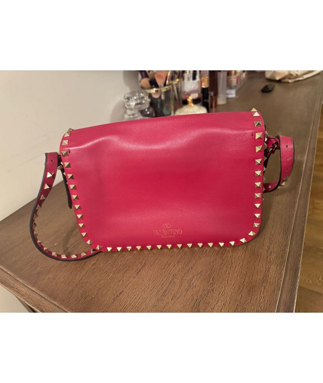 VALENTINO Бордовая кожаная сумка через плечо, фото 2