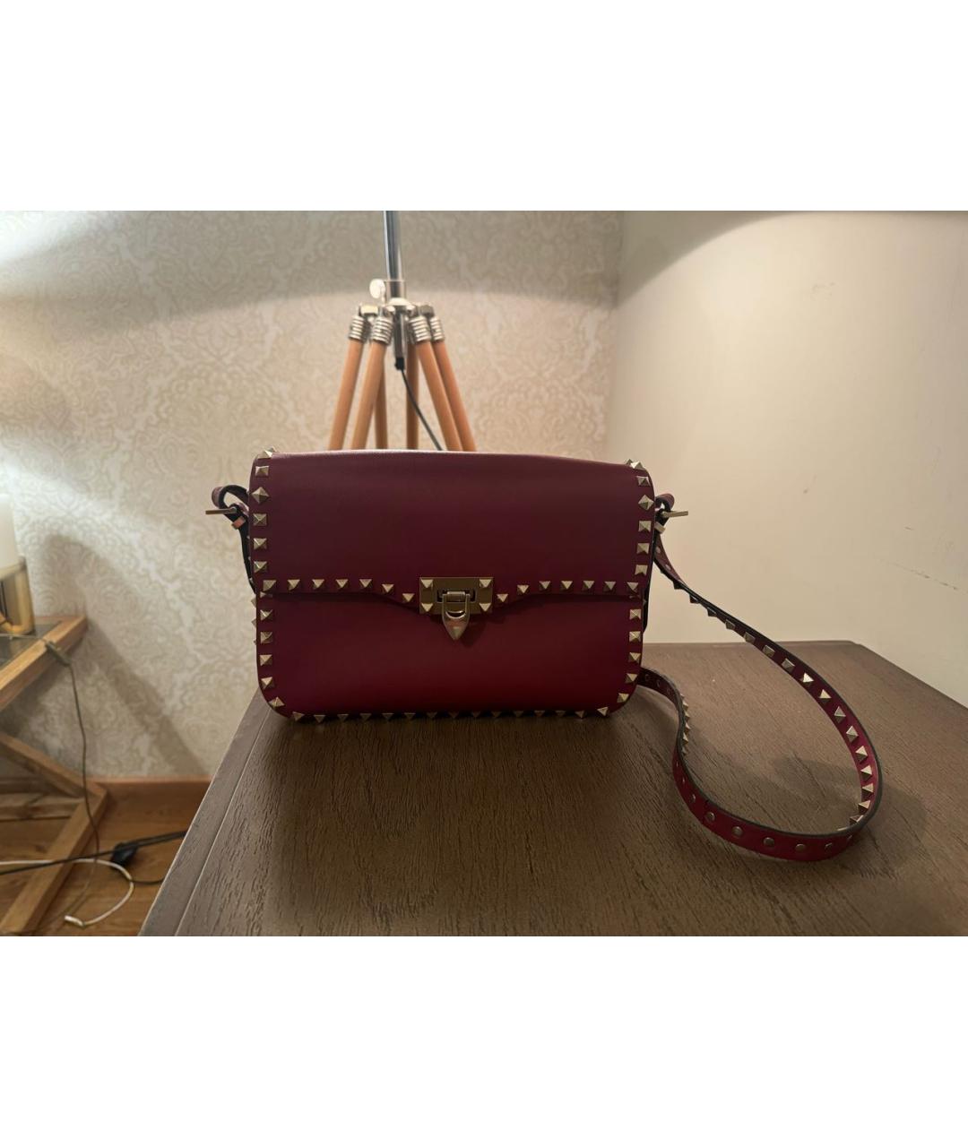 VALENTINO Бордовая кожаная сумка через плечо, фото 5