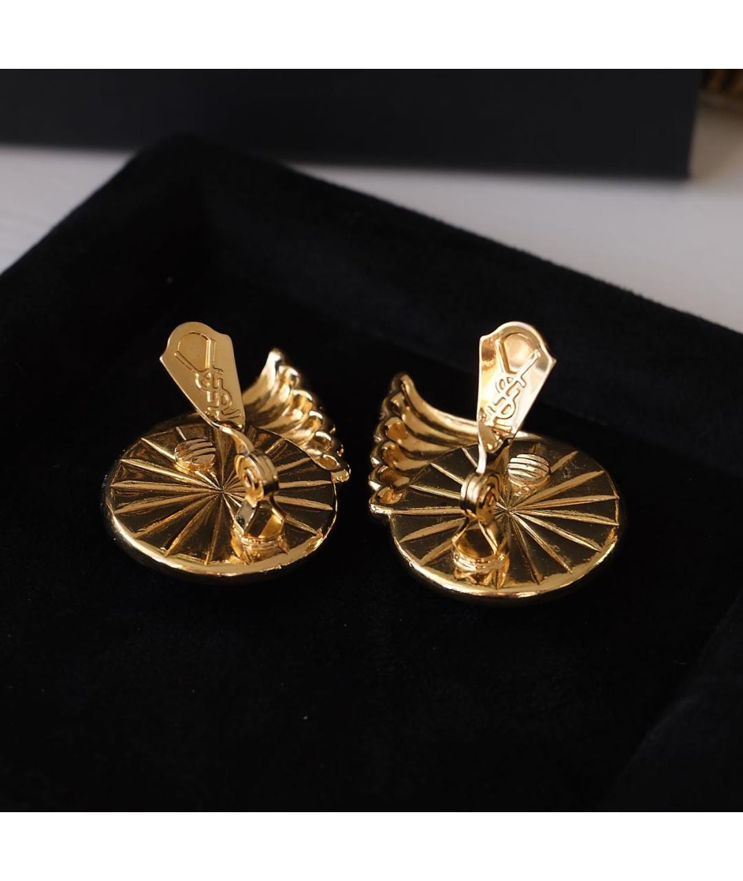 SAINT LAURENT Золотые металлические клипсы, фото 3