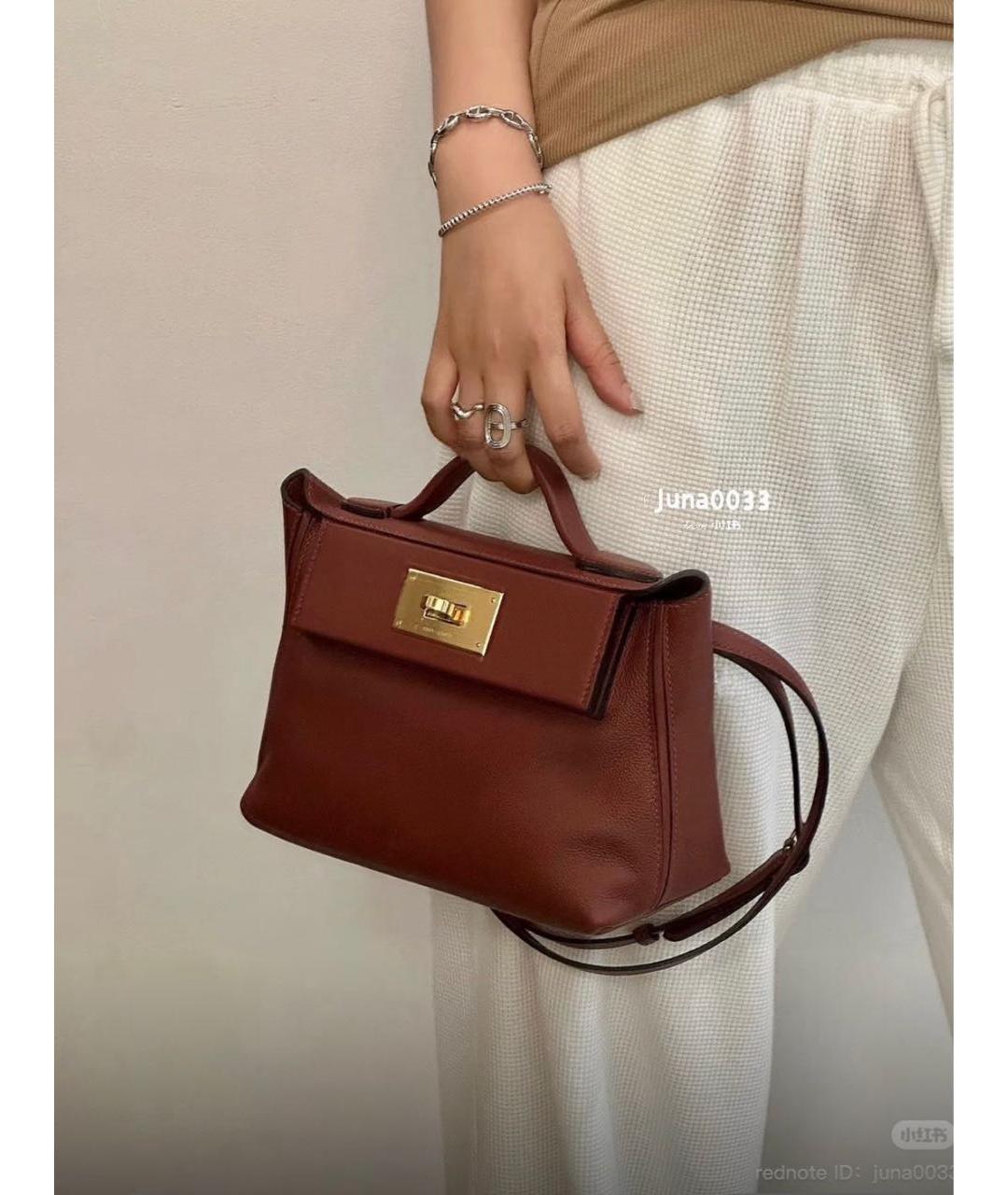 HERMES Бордовая кожаная сумка через плечо, фото 5