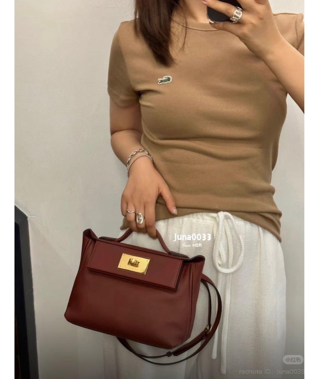 HERMES Бордовая кожаная сумка через плечо, фото 3