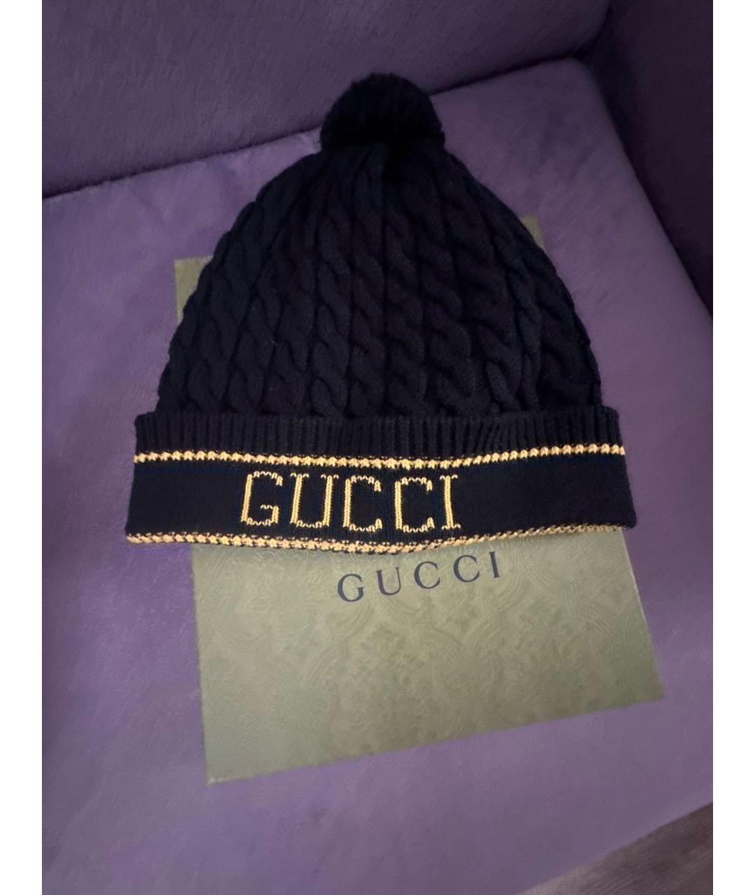 GUCCI Черная шерстяная шапка, фото 5