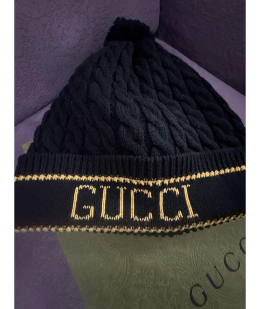 GUCCI Черная шерстяная шапка, фото 3