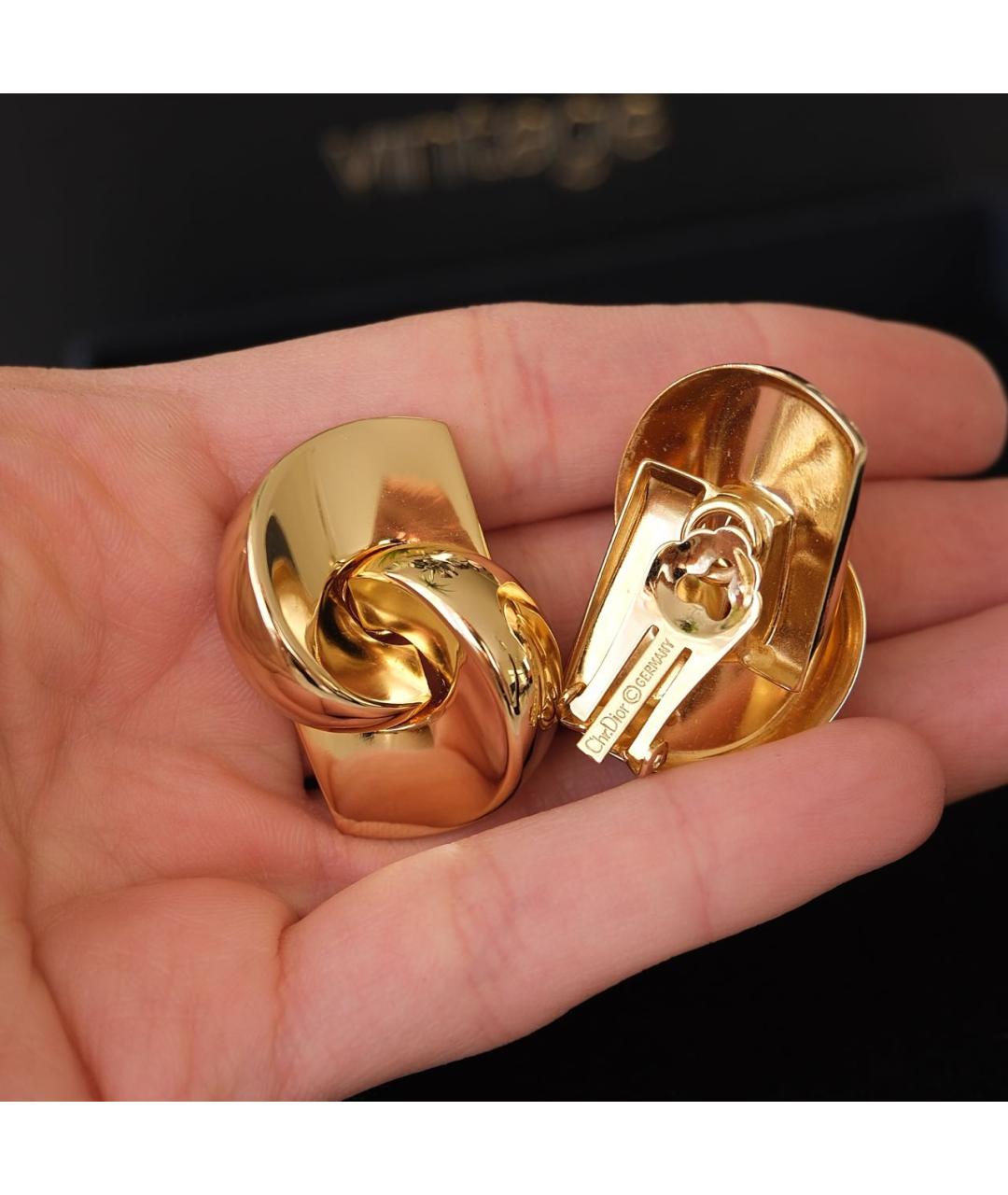 CHRISTIAN DIOR Золотые металлические клипсы, фото 4
