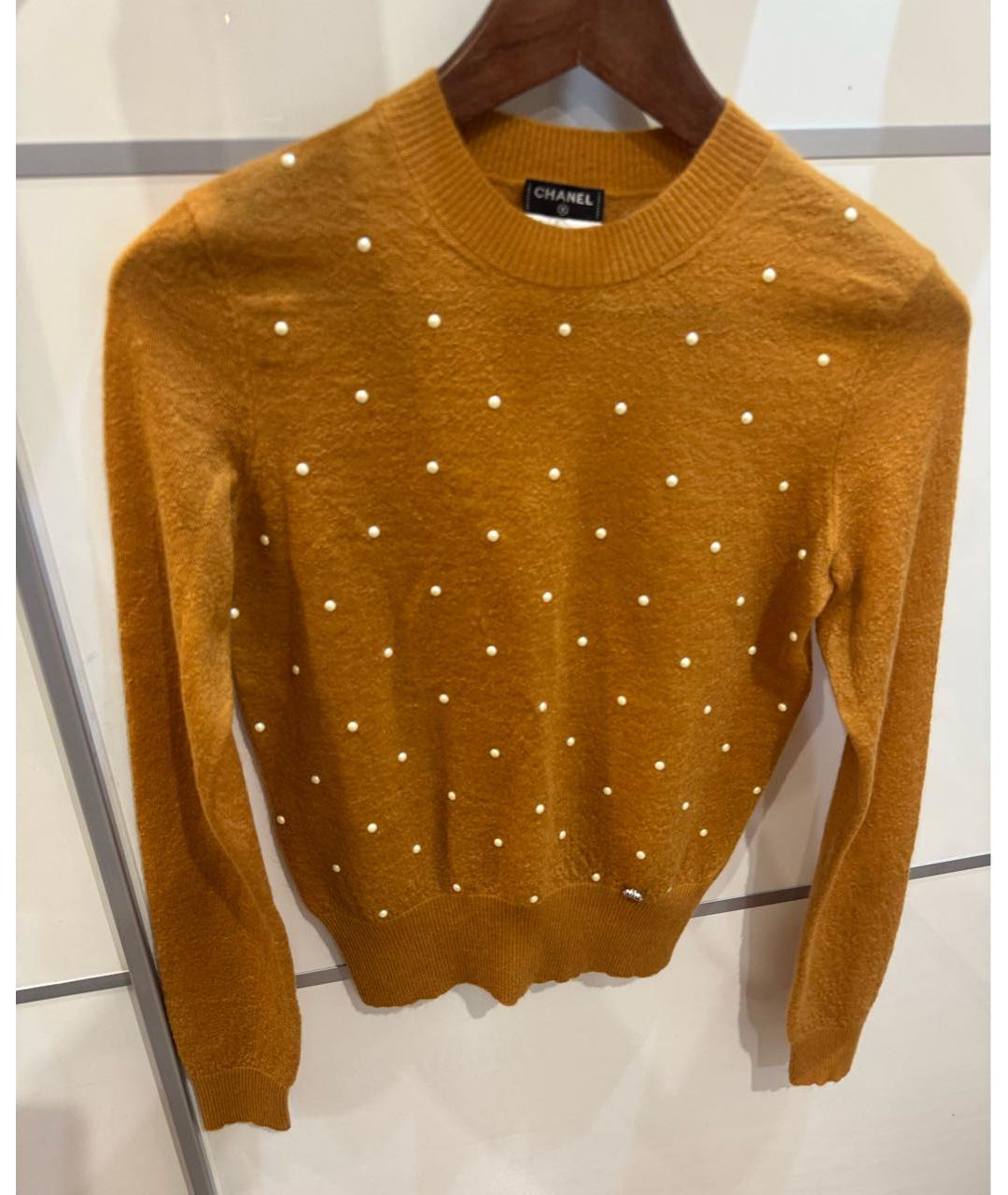 CHANEL Горчичный шерстяной джемпер / свитер, фото 4