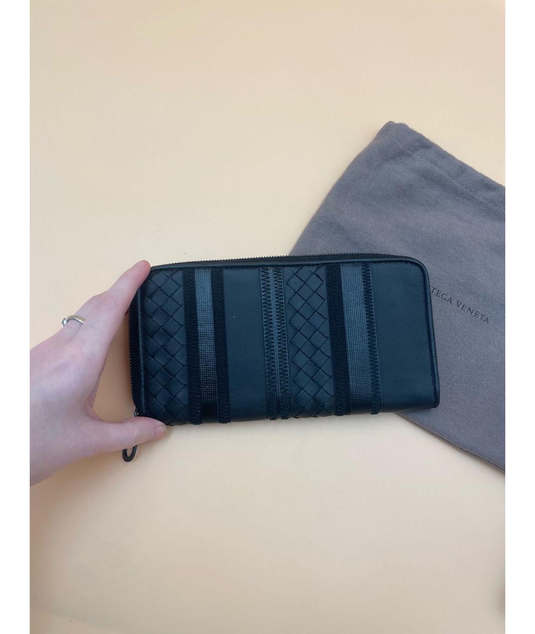 BOTTEGA VENETA Черный кожаный кошелек, фото 6