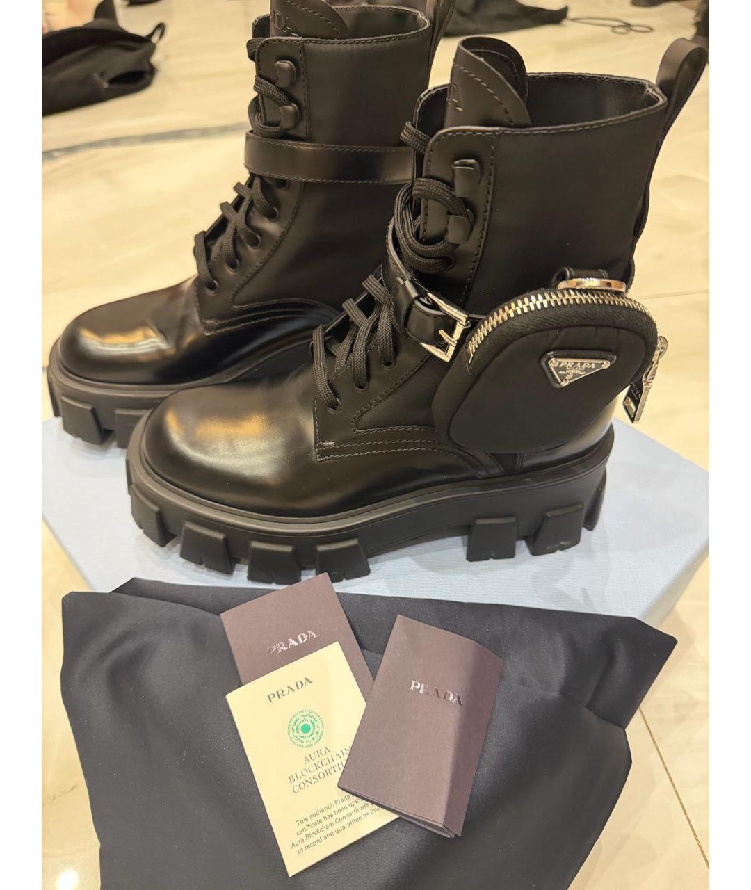 PRADA Черные кожаные ботинки, фото 7