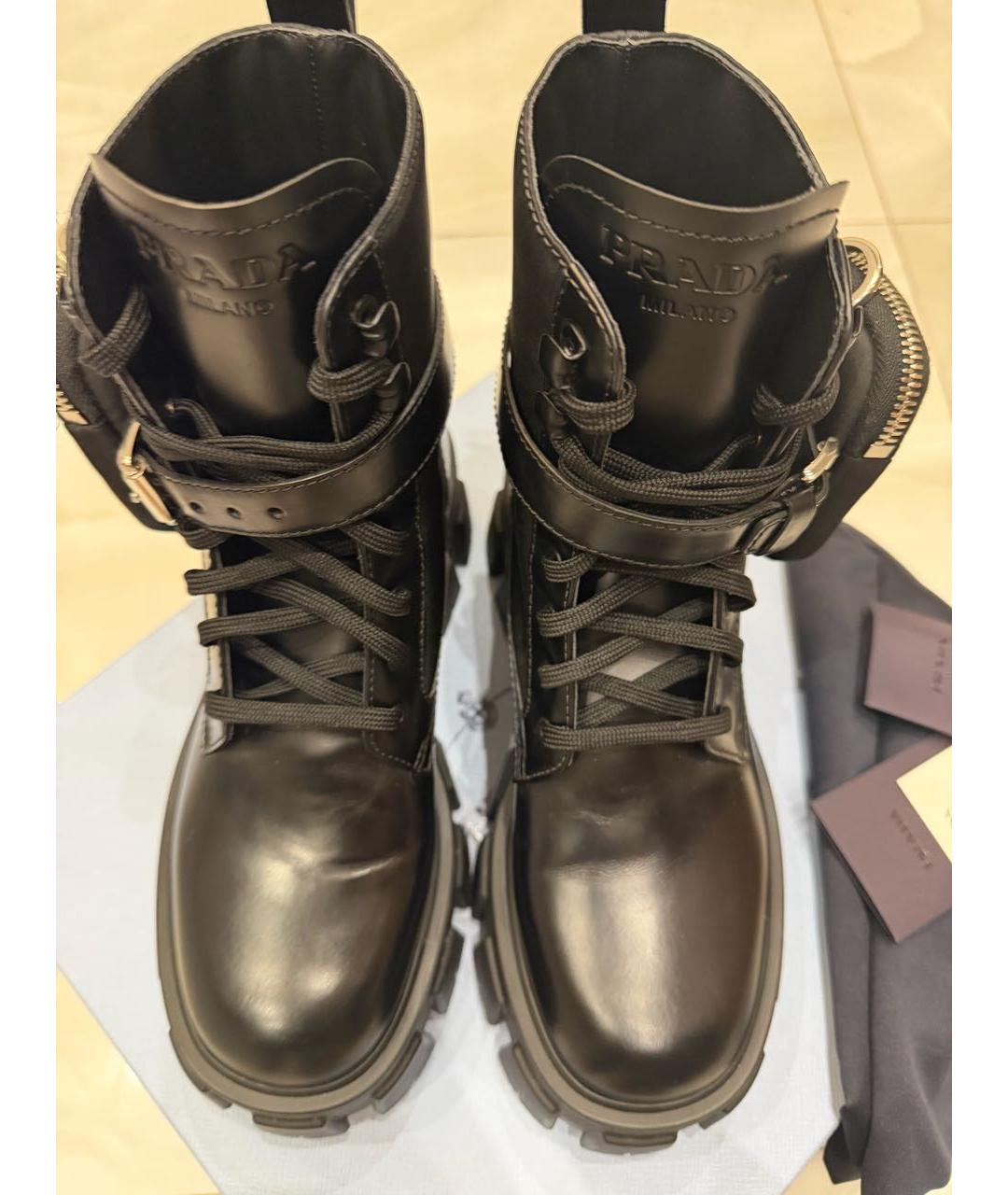 PRADA Черные кожаные ботинки, фото 2