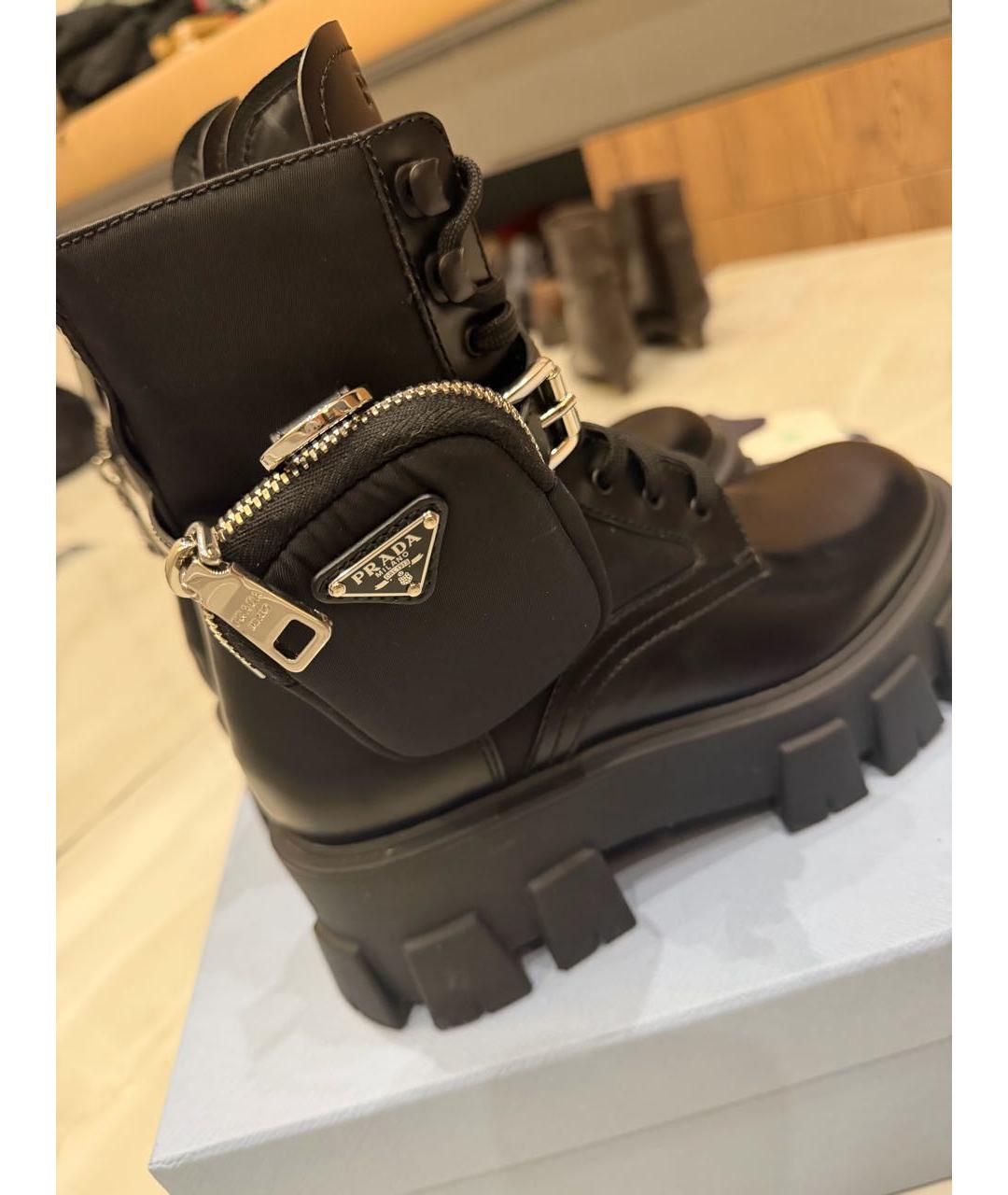 PRADA Черные кожаные ботинки, фото 5