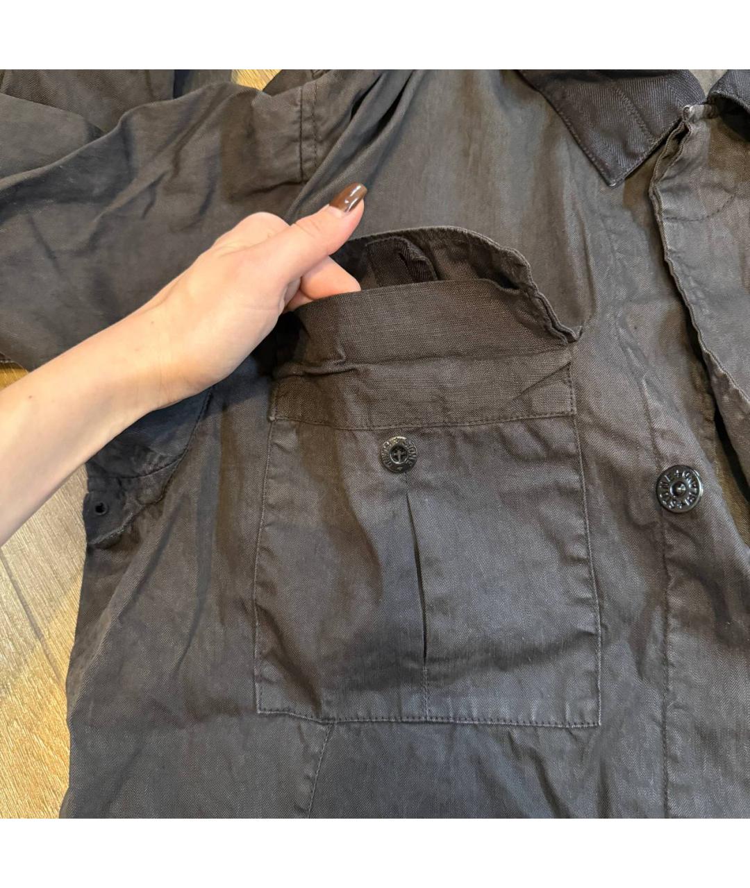 STONE ISLAND Черная хлопковая кэжуал рубашка, фото 8