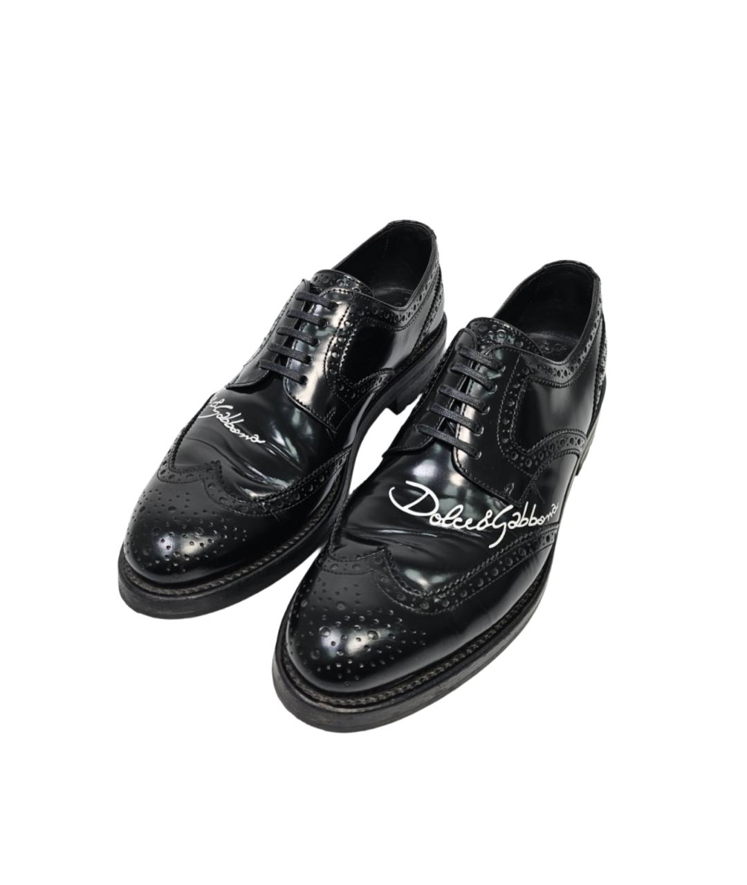 DOLCE&GABBANA Черные кожаные туфли, фото 3