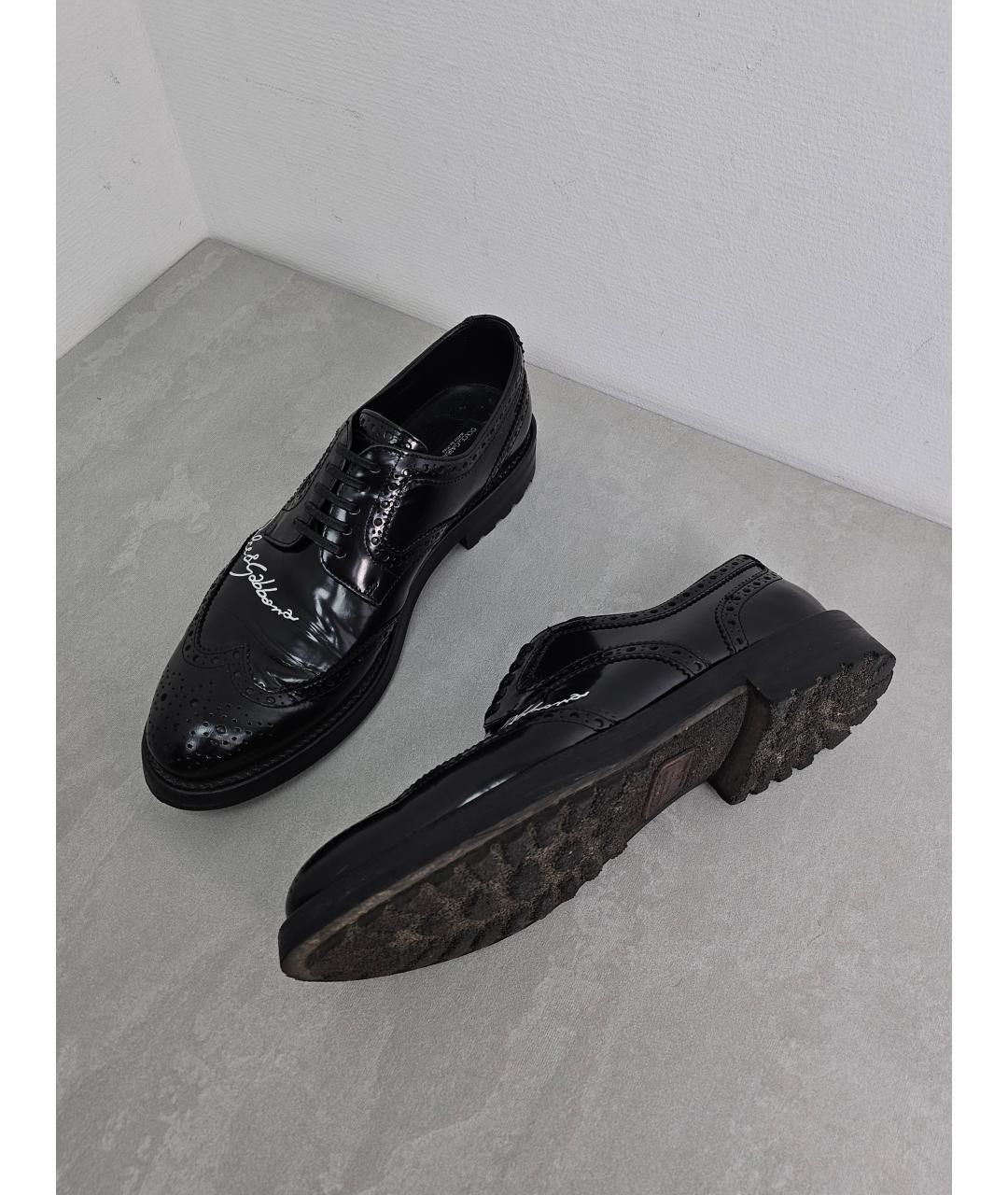 DOLCE&GABBANA Черные кожаные туфли, фото 7