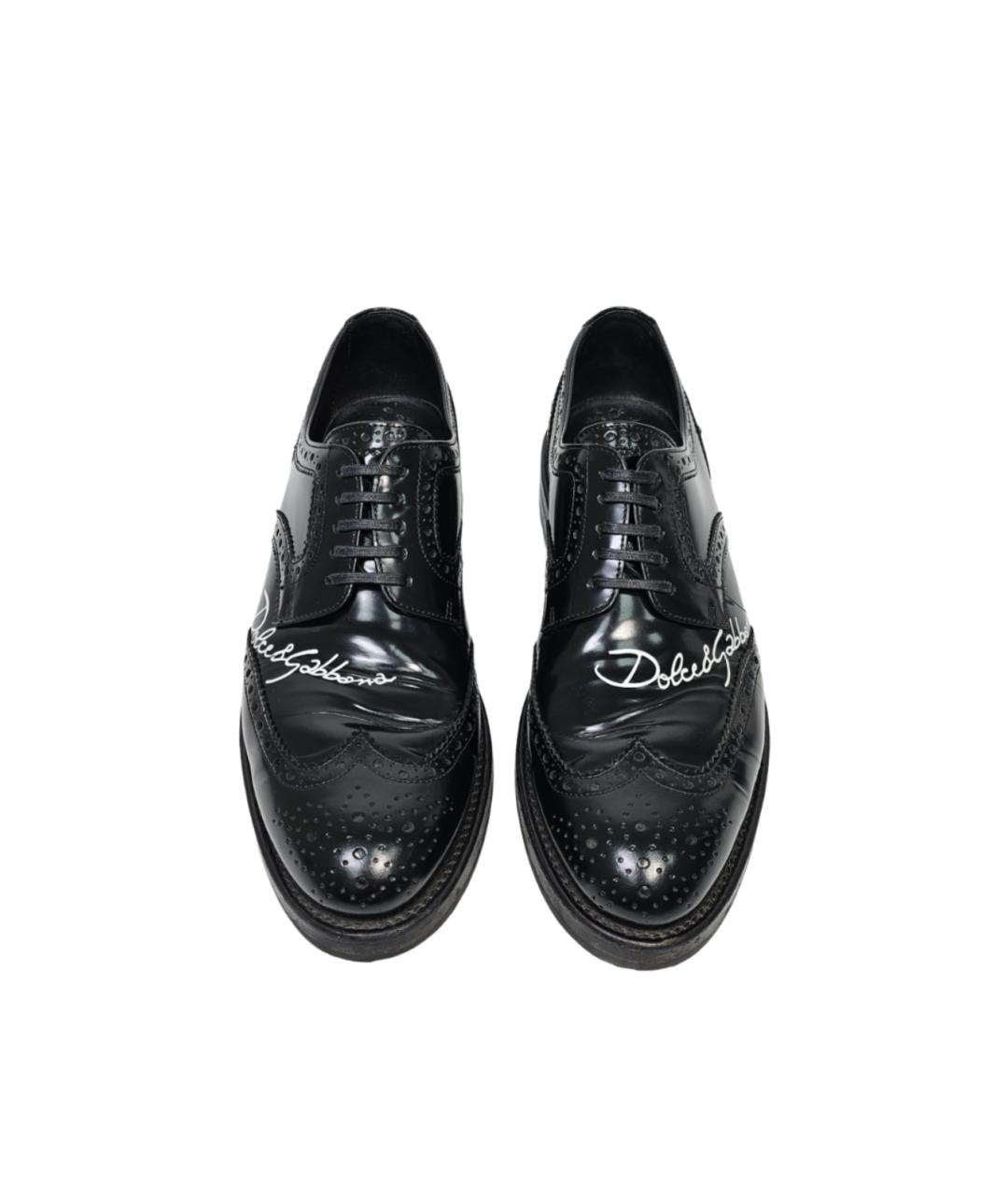 DOLCE&GABBANA Черные кожаные туфли, фото 2