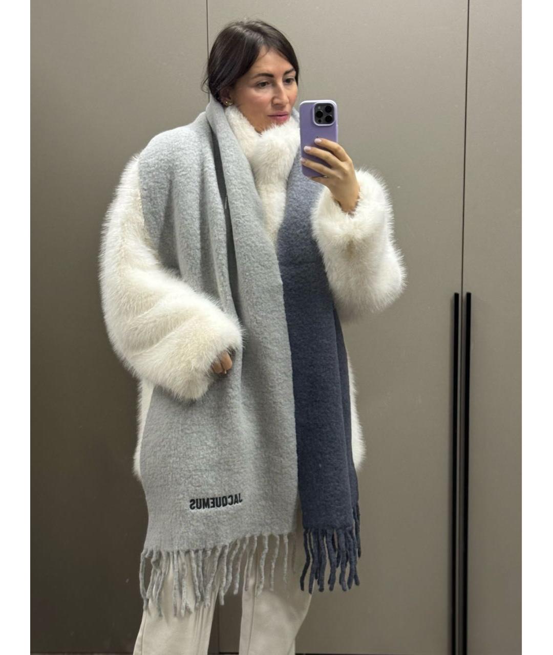 JACQUEMUS Серый шерстяной шарф, фото 5