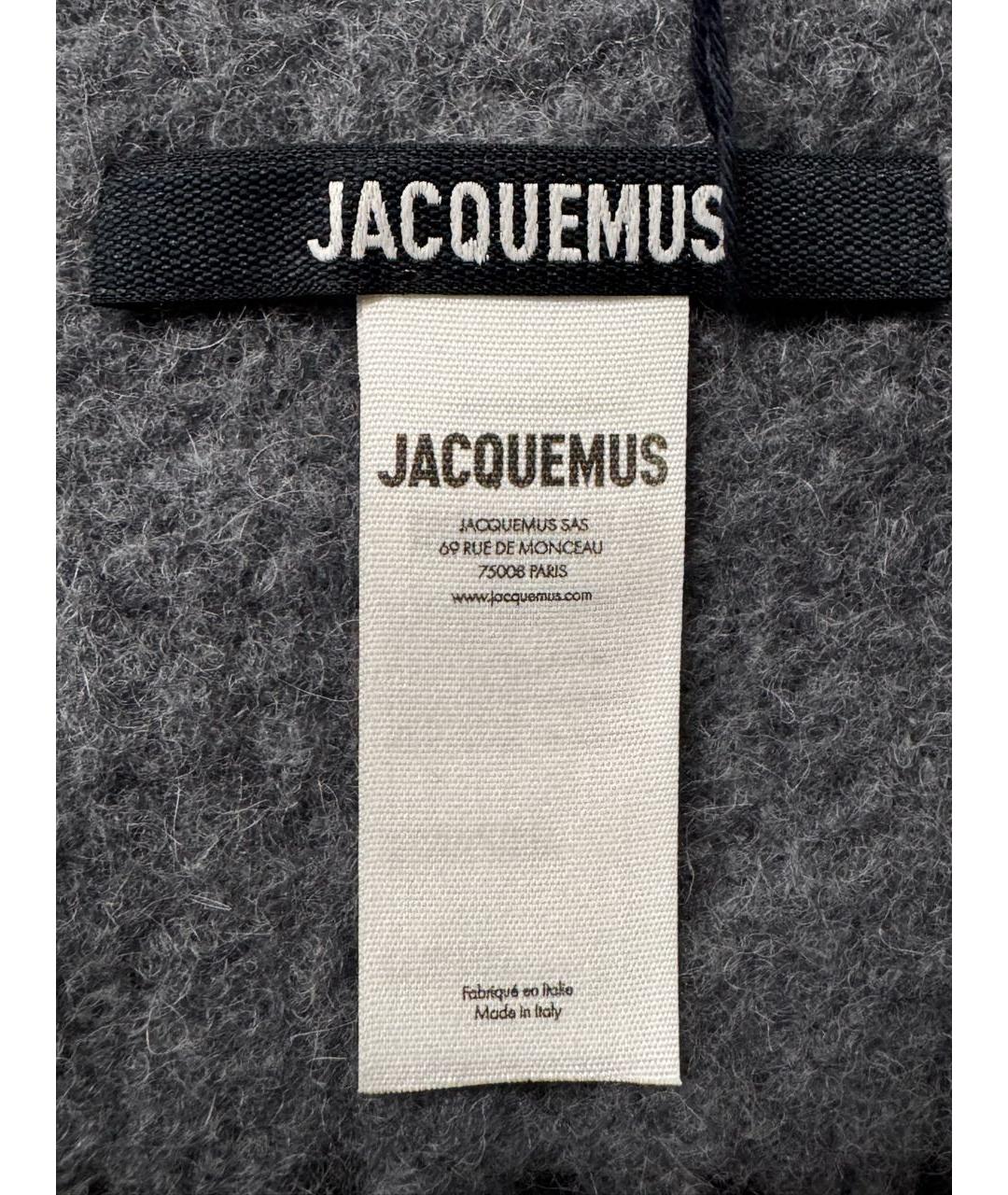 JACQUEMUS Серый шерстяной шарф, фото 3