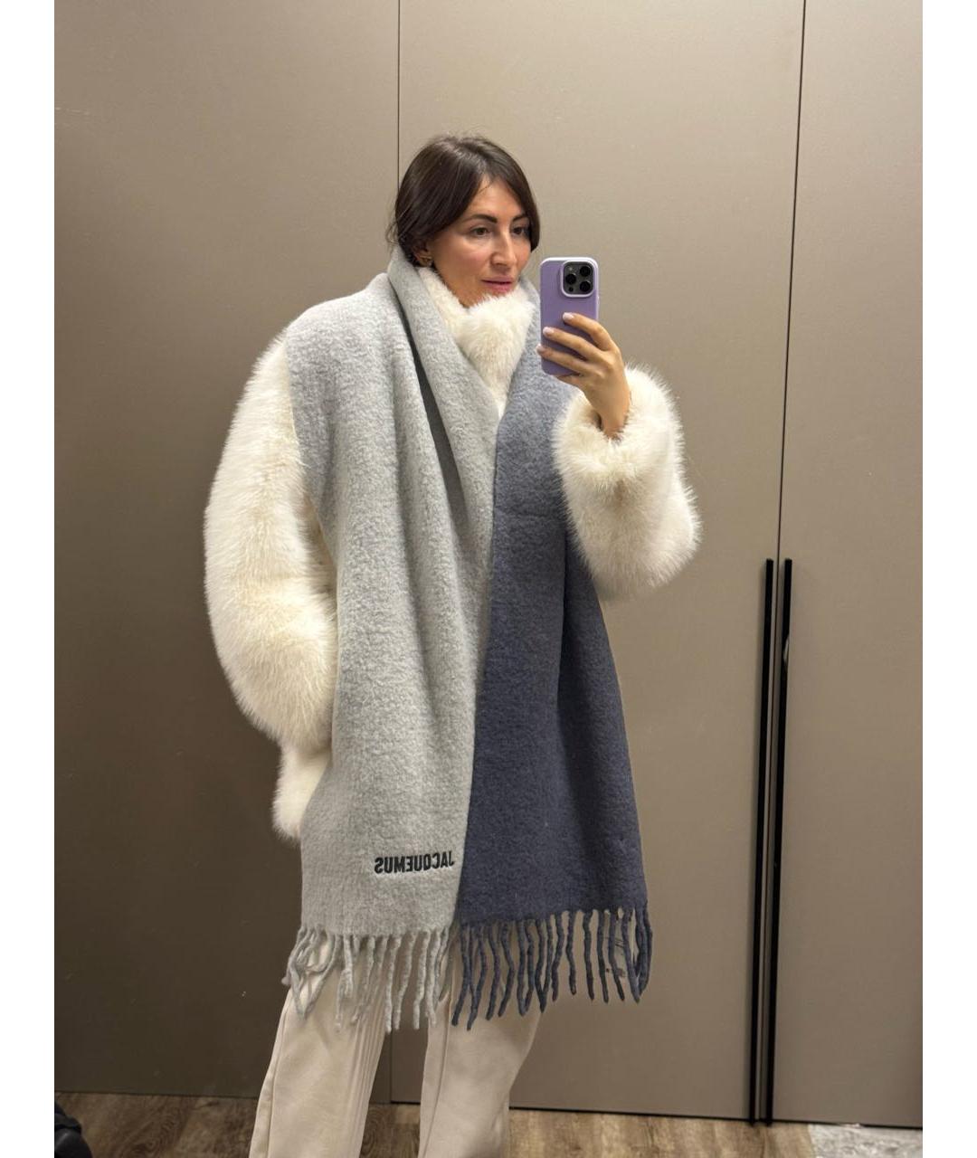 JACQUEMUS Серый шерстяной шарф, фото 6