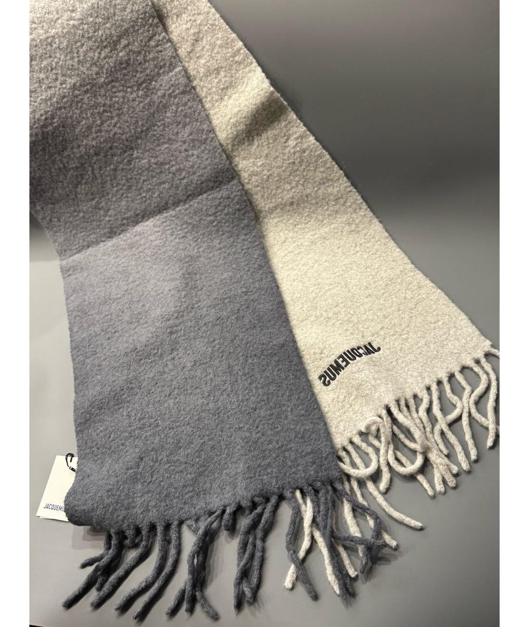 JACQUEMUS Серый шерстяной шарф, фото 2