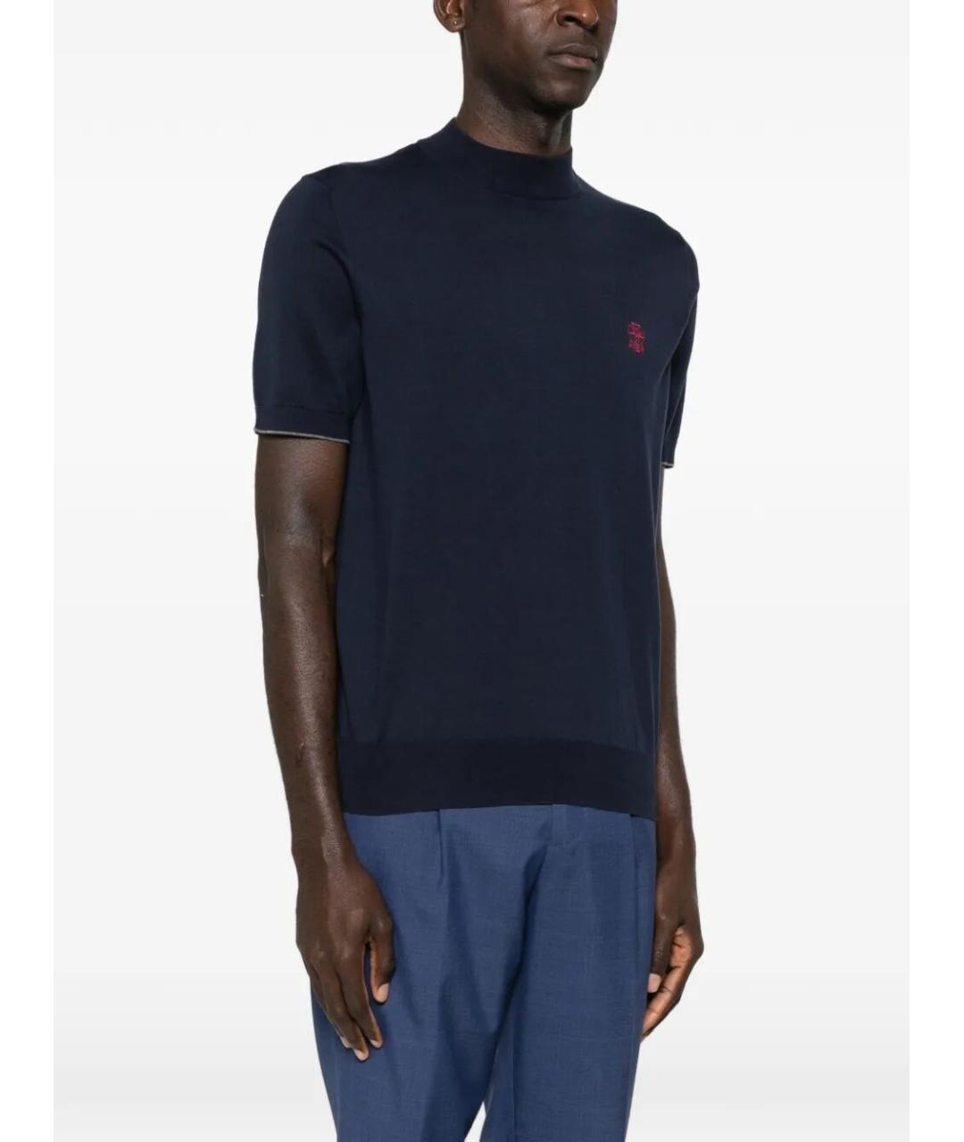 BRUNELLO CUCINELLI Темно-синий хлопковый джемпер / свитер, фото 3
