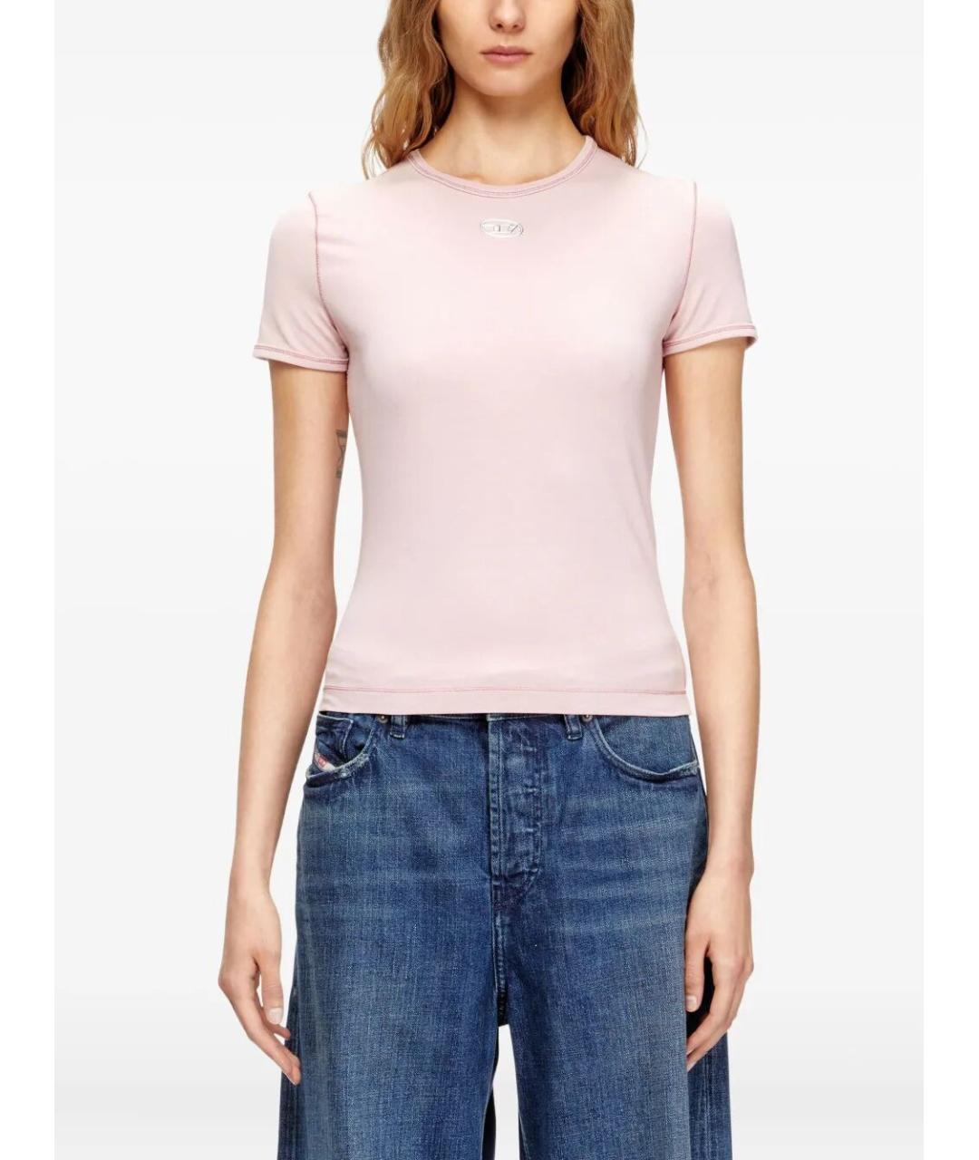 DIESEL Розовая хлопковая футболка, фото 2