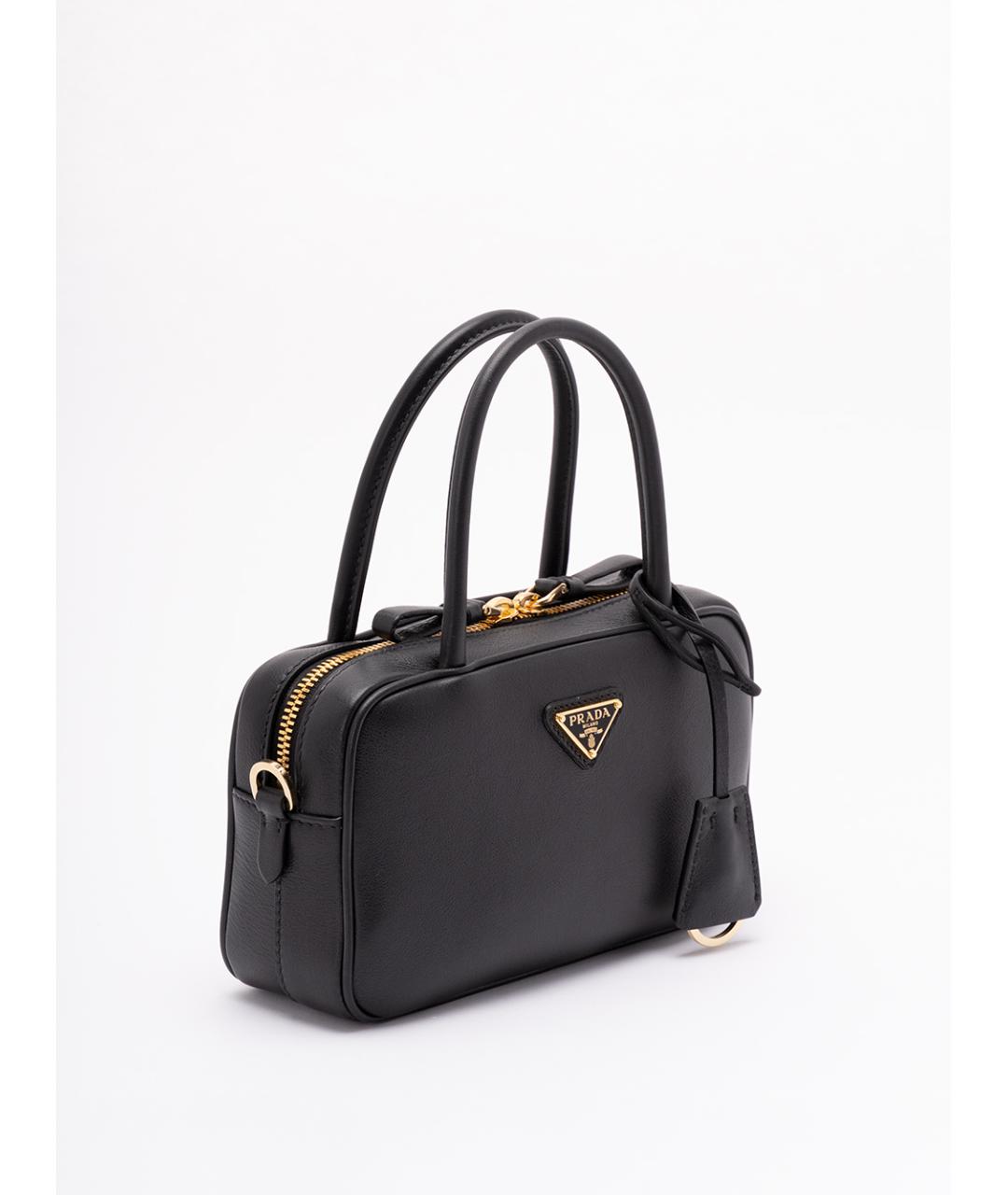 PRADA Черная кожаная сумка с короткими ручками, фото 3