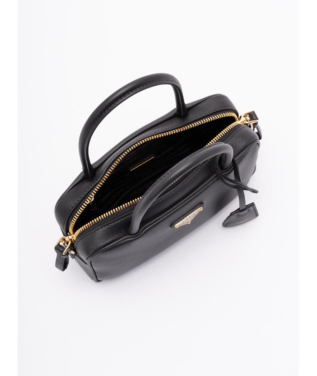 PRADA Черная кожаная сумка с короткими ручками, фото 5