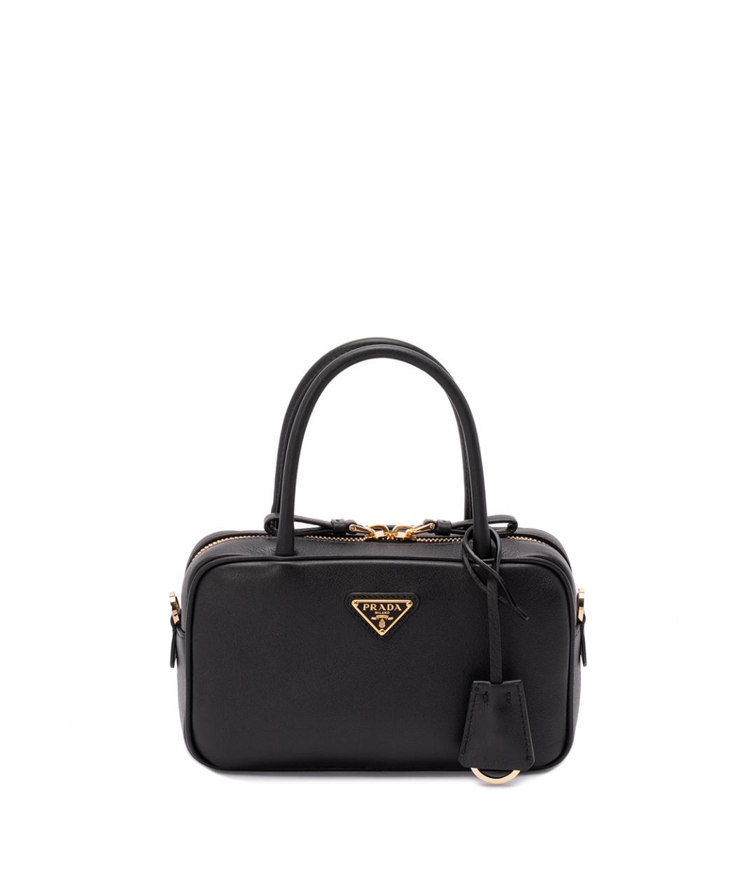 PRADA Черная кожаная сумка с короткими ручками, фото 1