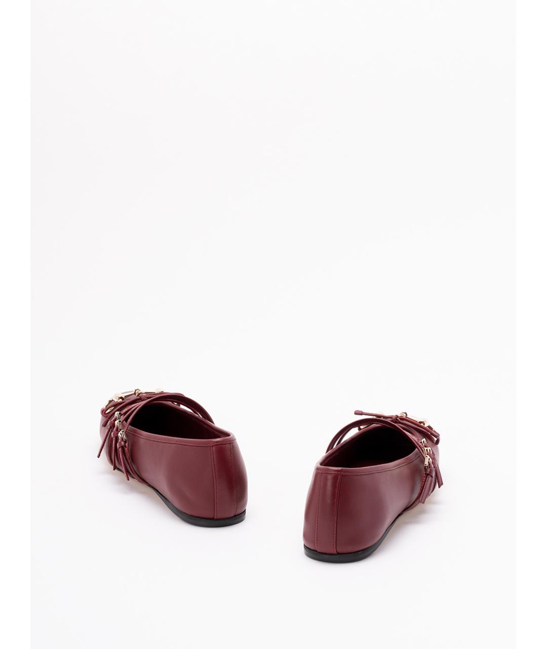 GUCCI Бордовые кожаные балетки, фото 3