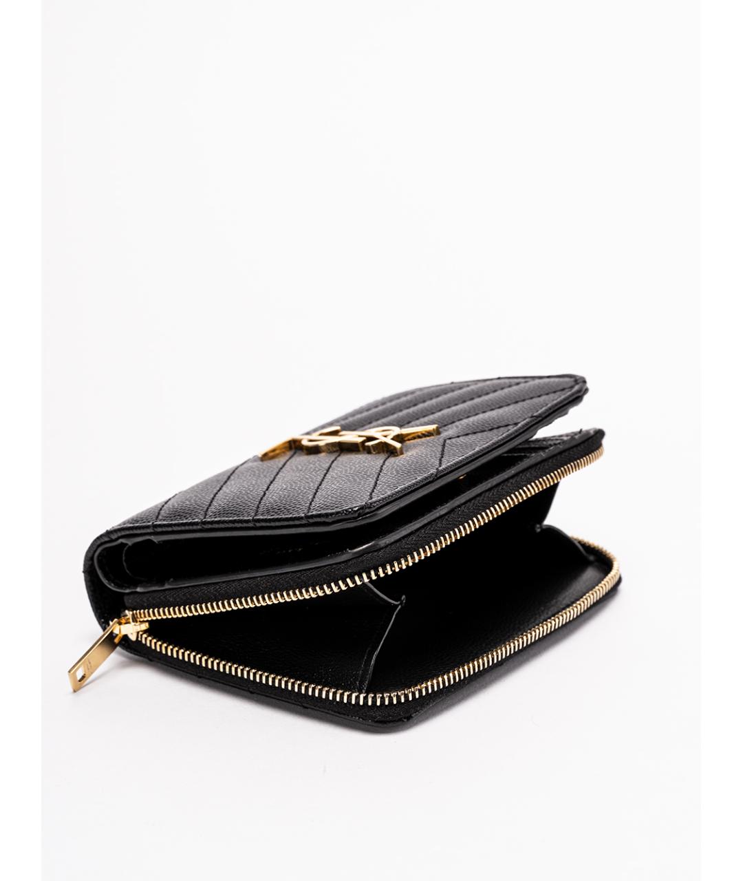 SAINT LAURENT Черный кожаный кошелек, фото 4